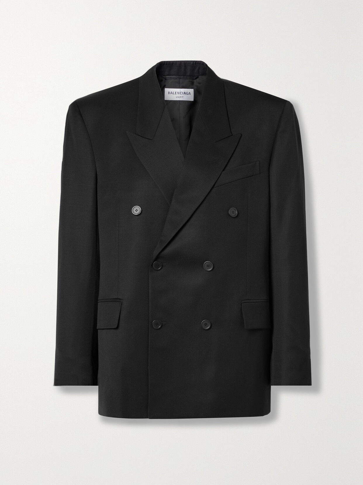 Shop Balenciaga Double-breasted Wool-twill Blazer In Black