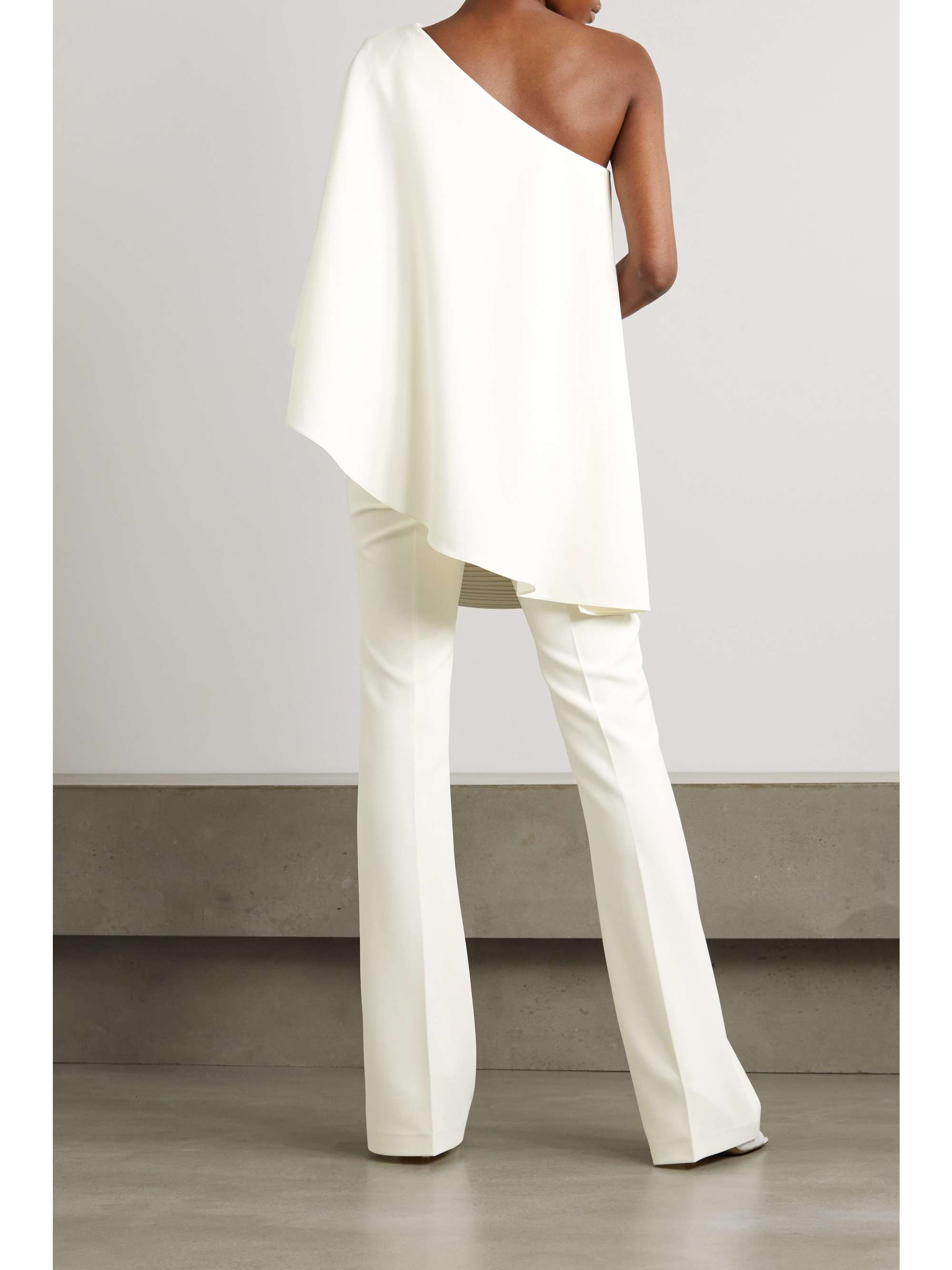 SAFIYAA Zephyra one-shoulder cape-effect crepe jumpsuit