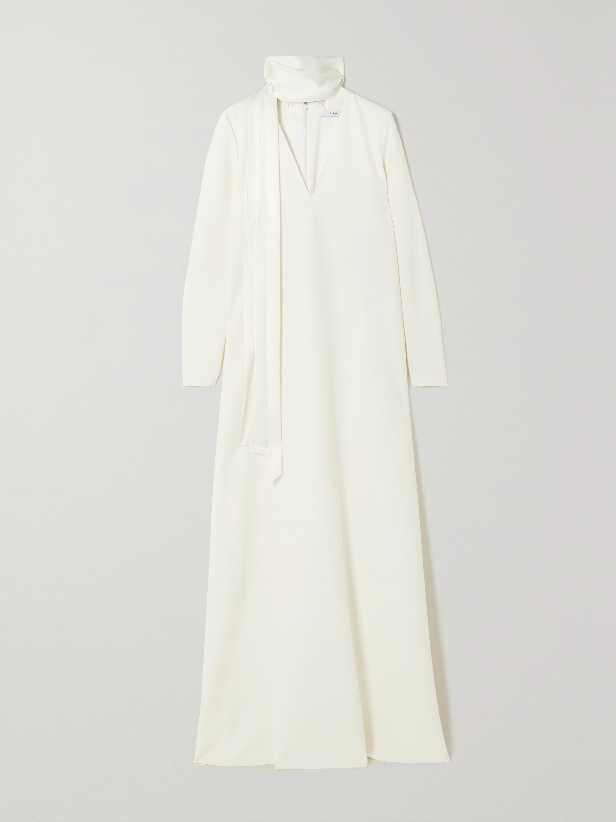 Safiyaa Aleah crepe and silk-blend satin gown thumbnail