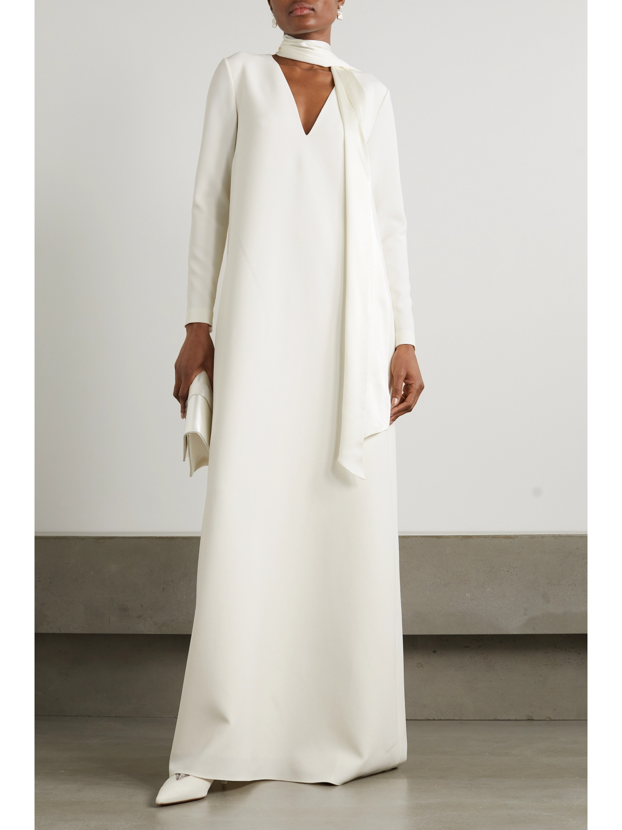 Safiyaa Aleah crepe and silk-blend satin gown