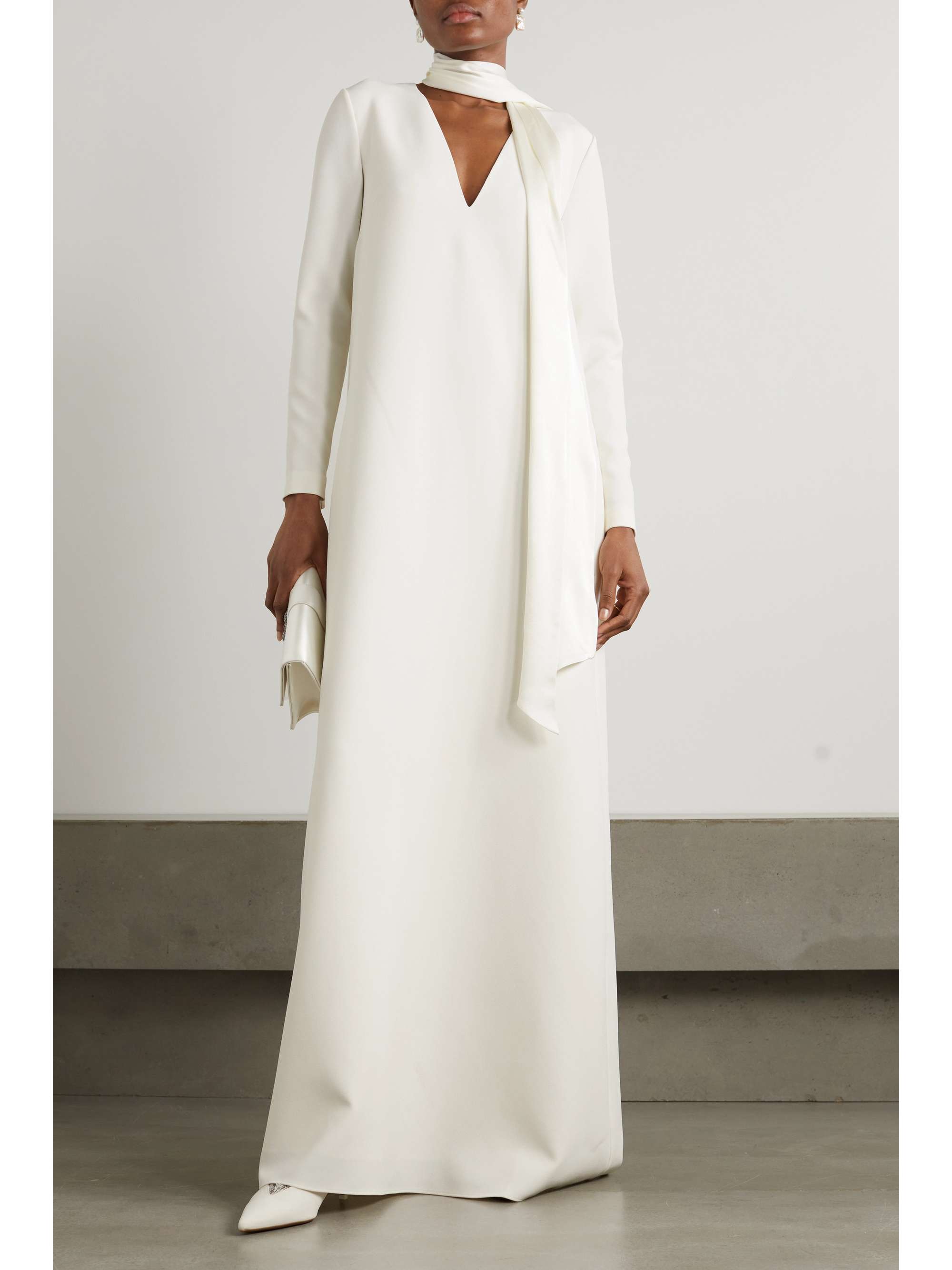 SAFIYAA Aleah crepe and silk-blend satin gown