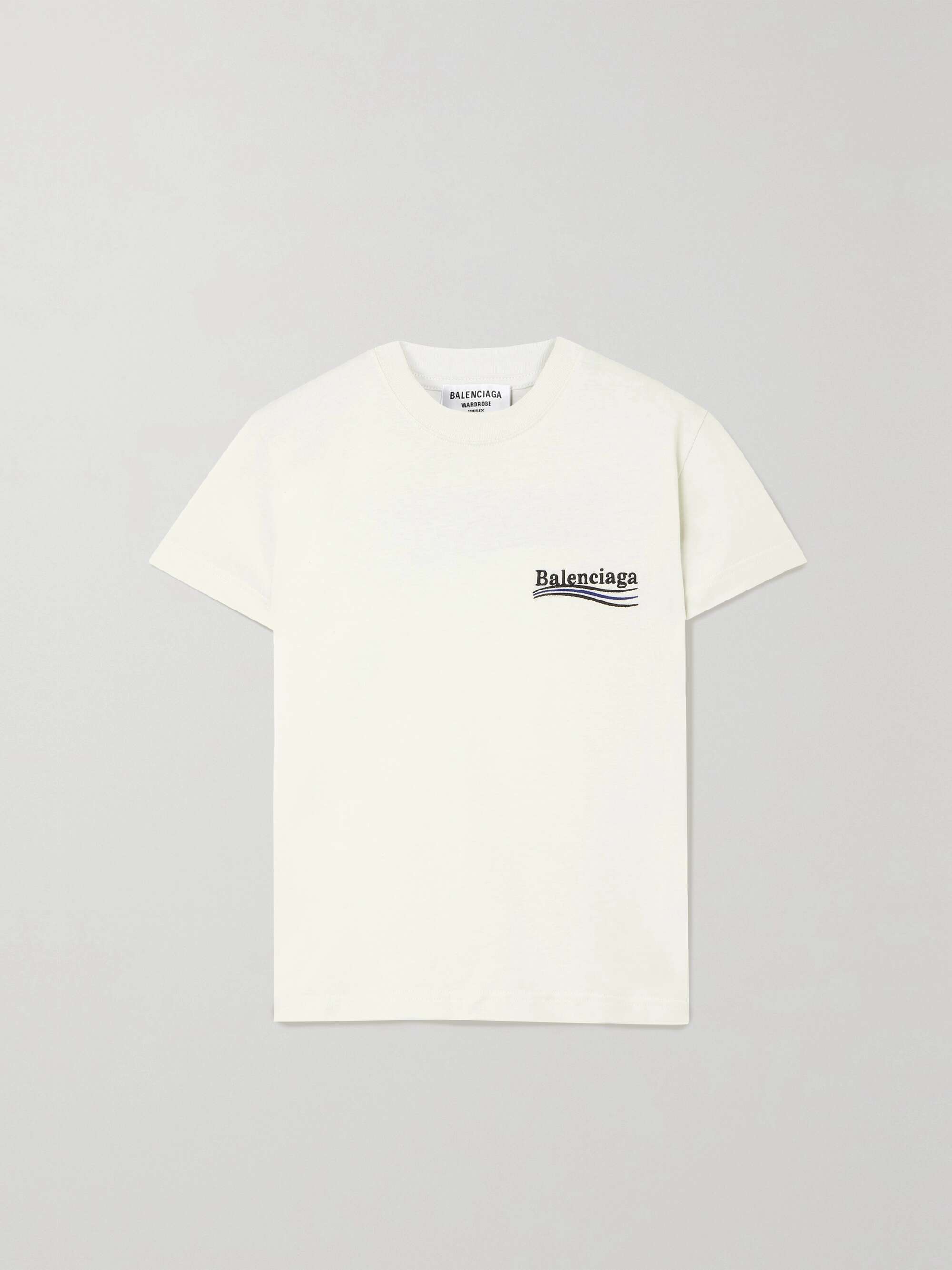 BALENCIAGA Embroidered cotton-jersey T-shirt | NET-A-PORTER