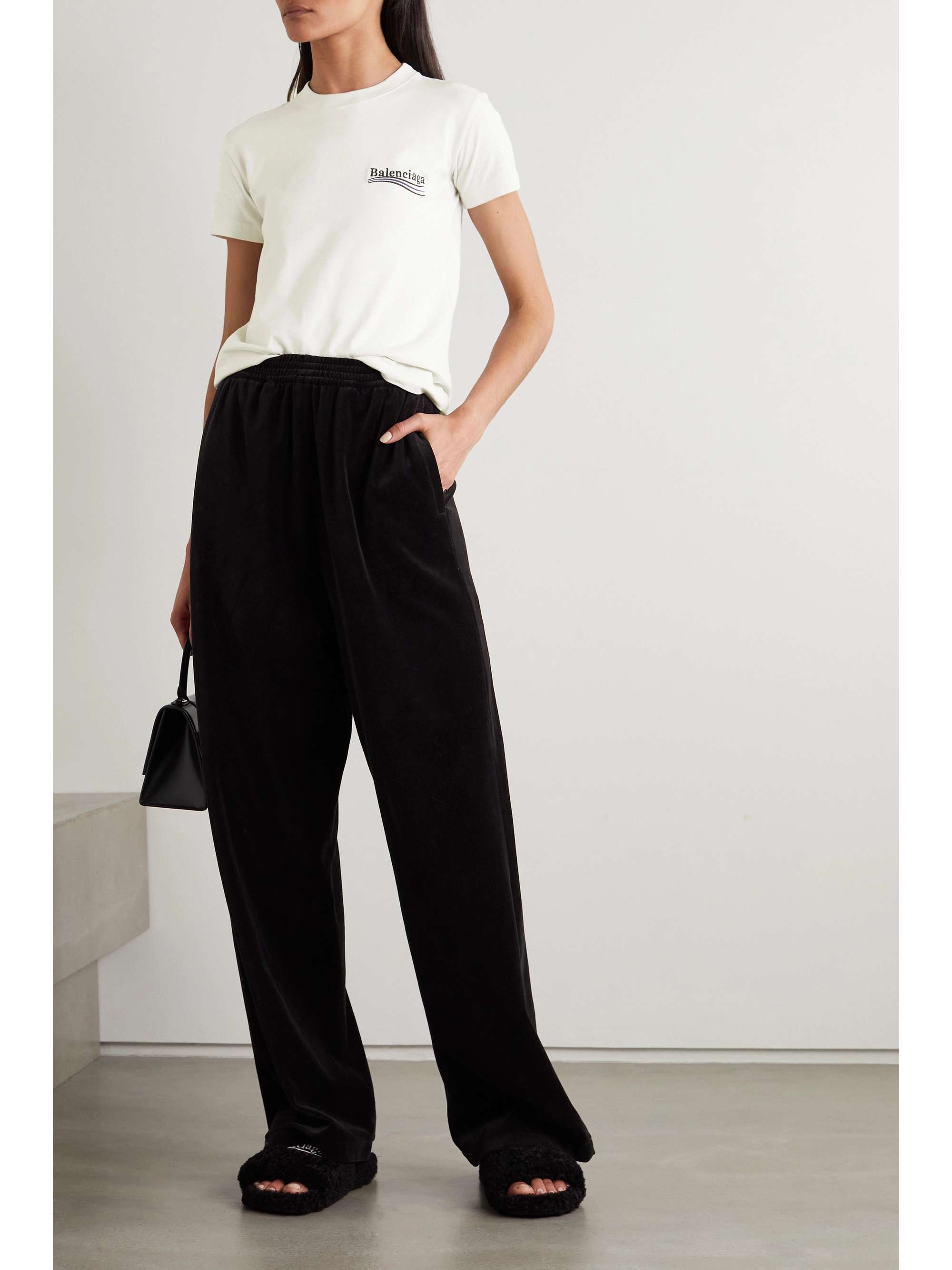 BALENCIAGA Embroidered cotton-jersey T-shirt