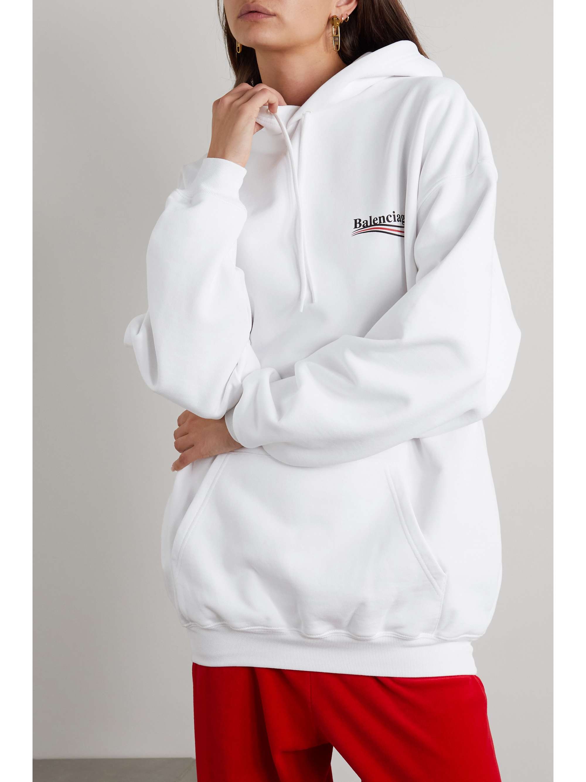 BALENCIAGA Printed cotton-jersey hoodie