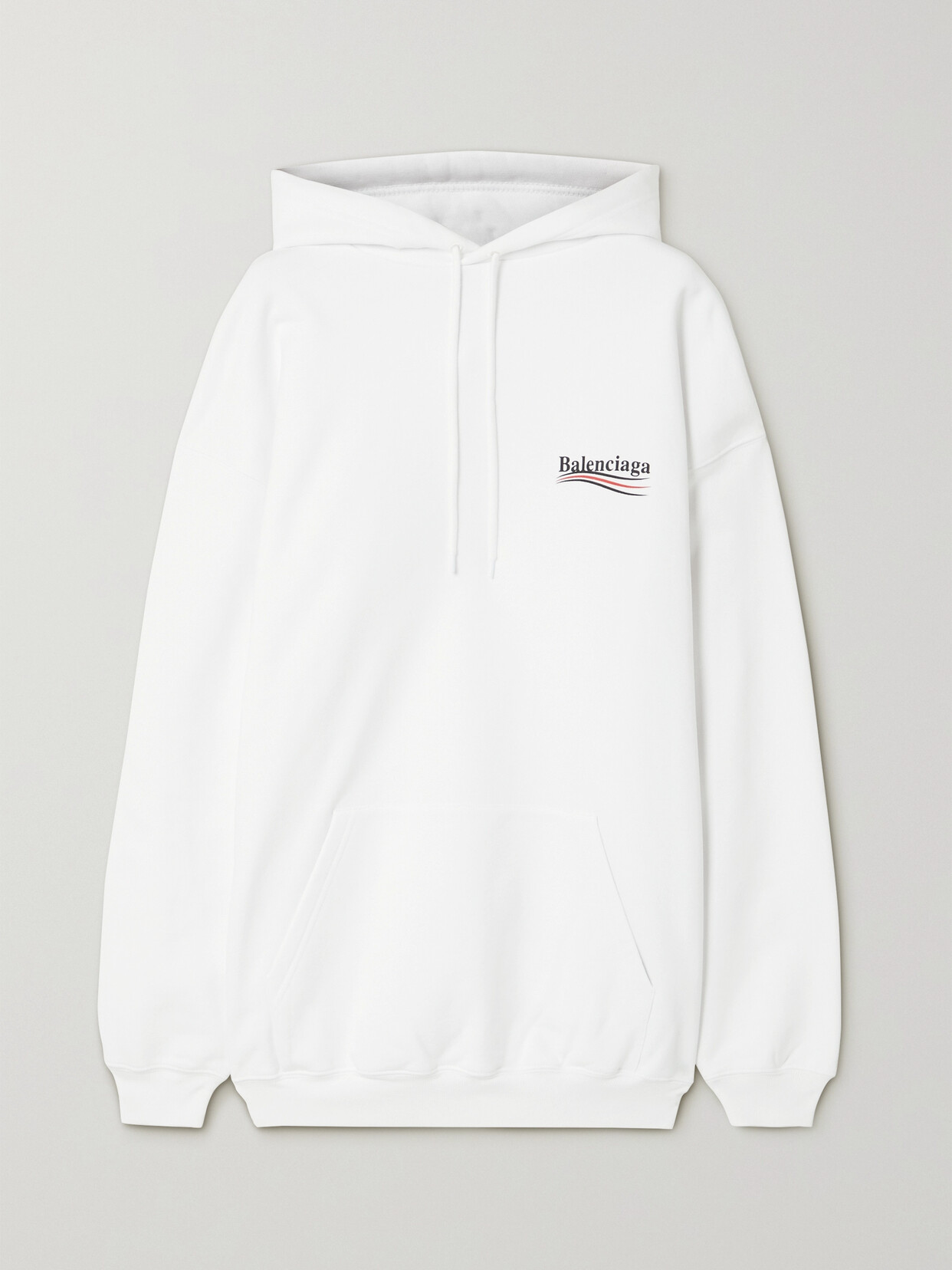 Balenciaga Printed Cotton-jersey Hoodie In White