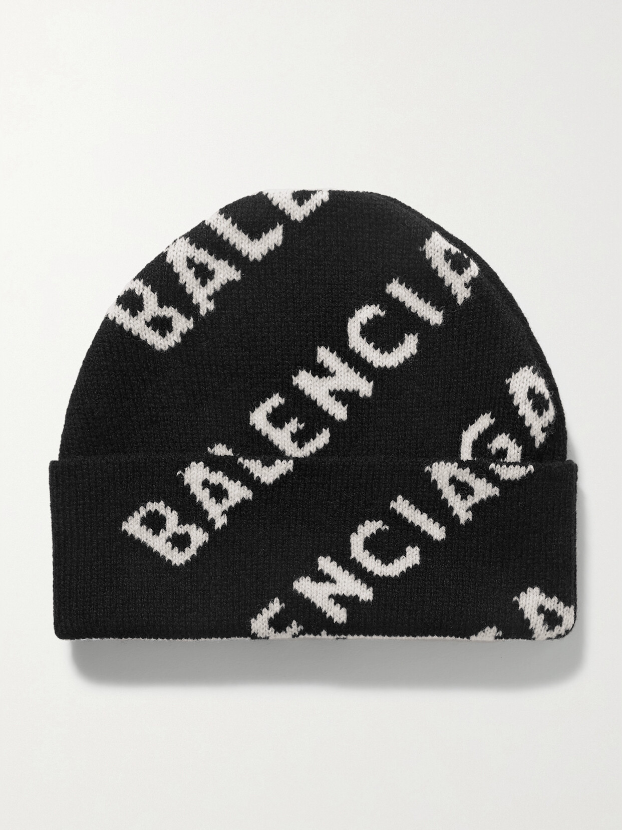 Balenciaga Wool-blend Jacquard Beanie In Black