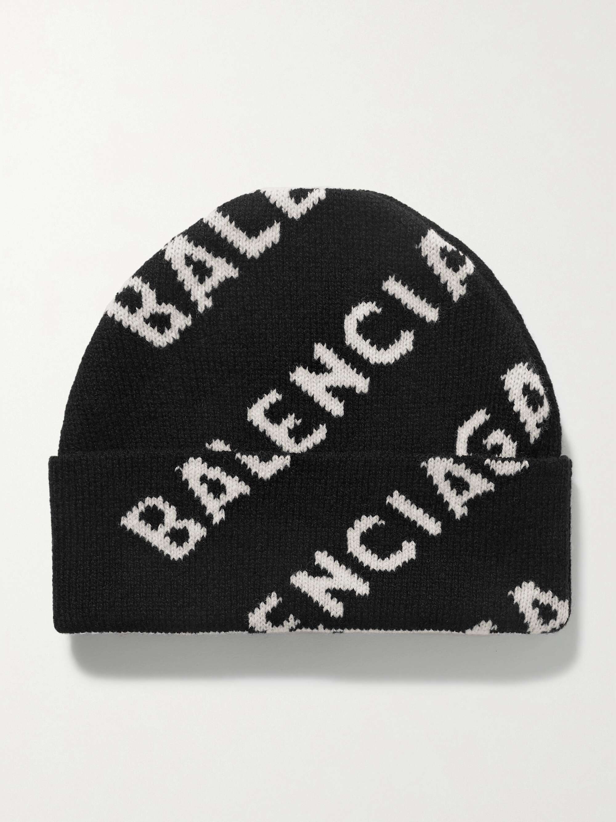 Black Wool-blend jacquard beanie | BALENCIAGA | NET-A-PORTER