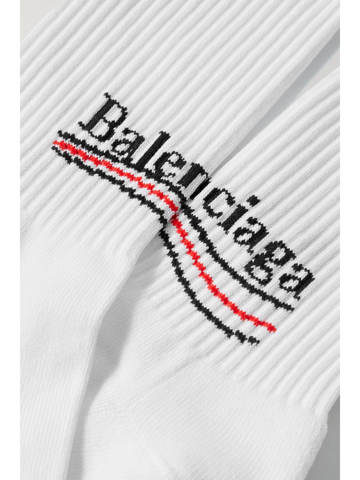 Shop Balenciaga Cotton-blend Jacquard Socks In White