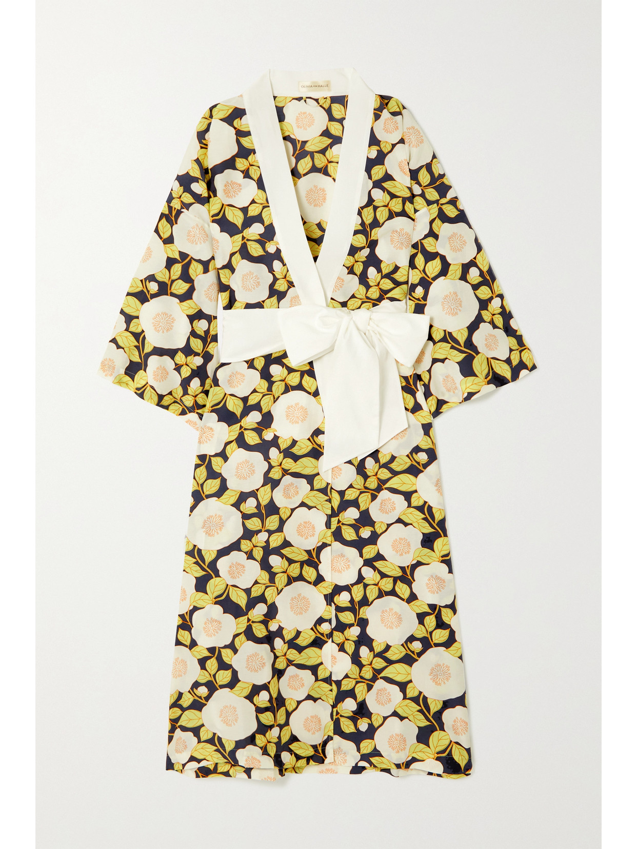 Amaya Nea Floral-print Organic Cotton And Silk-blend Robe