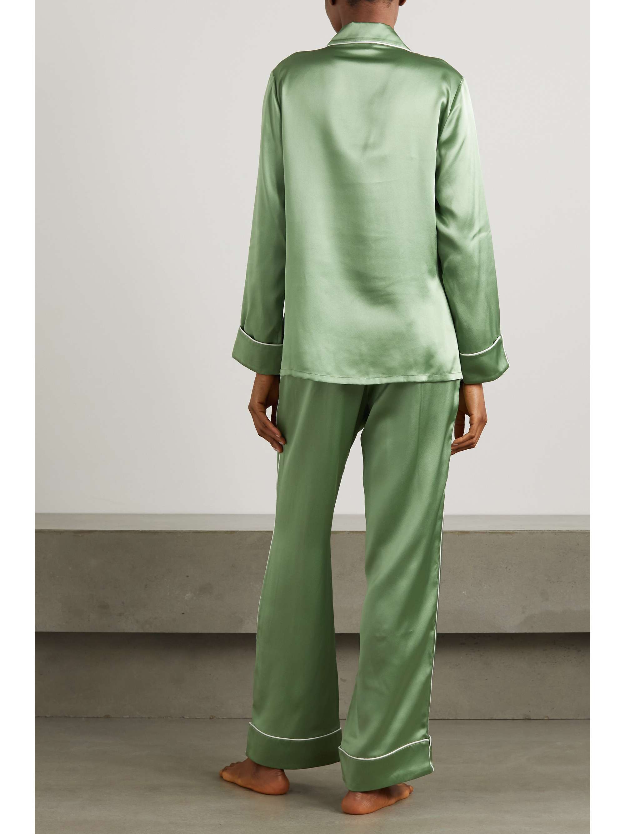 OLIVIA VON HALLE Coco Fig silk-satin pajama set