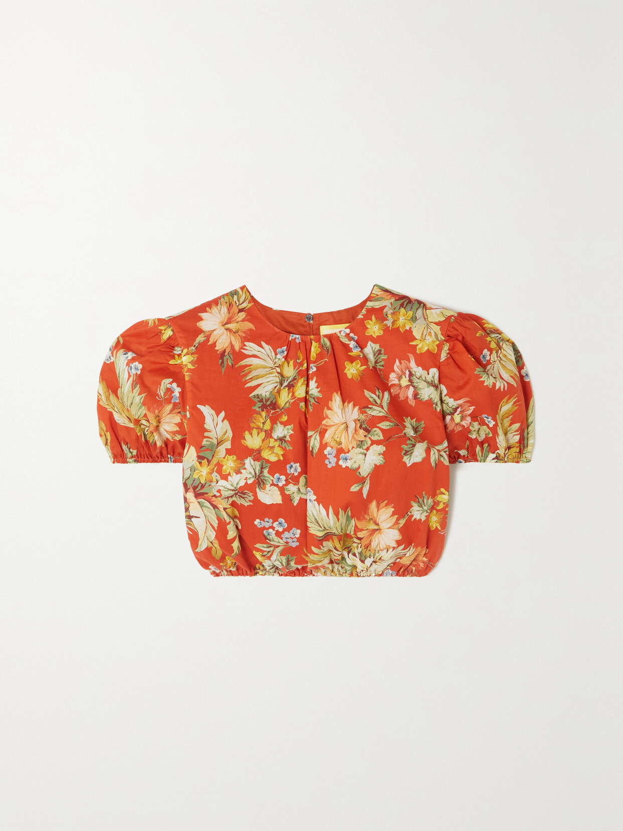 Shop Erdem Hydra Cropped Floral-print Cotton-poplin Top In Orange