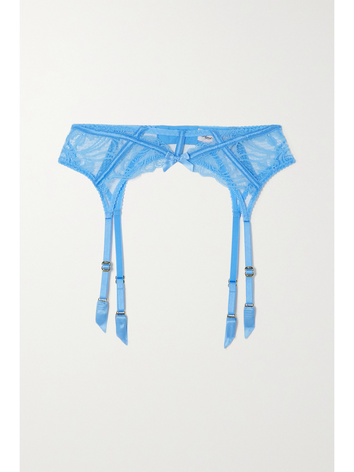 Rozlyn Lace-trimmed Tulle And Satin Suspender Belt In Blue