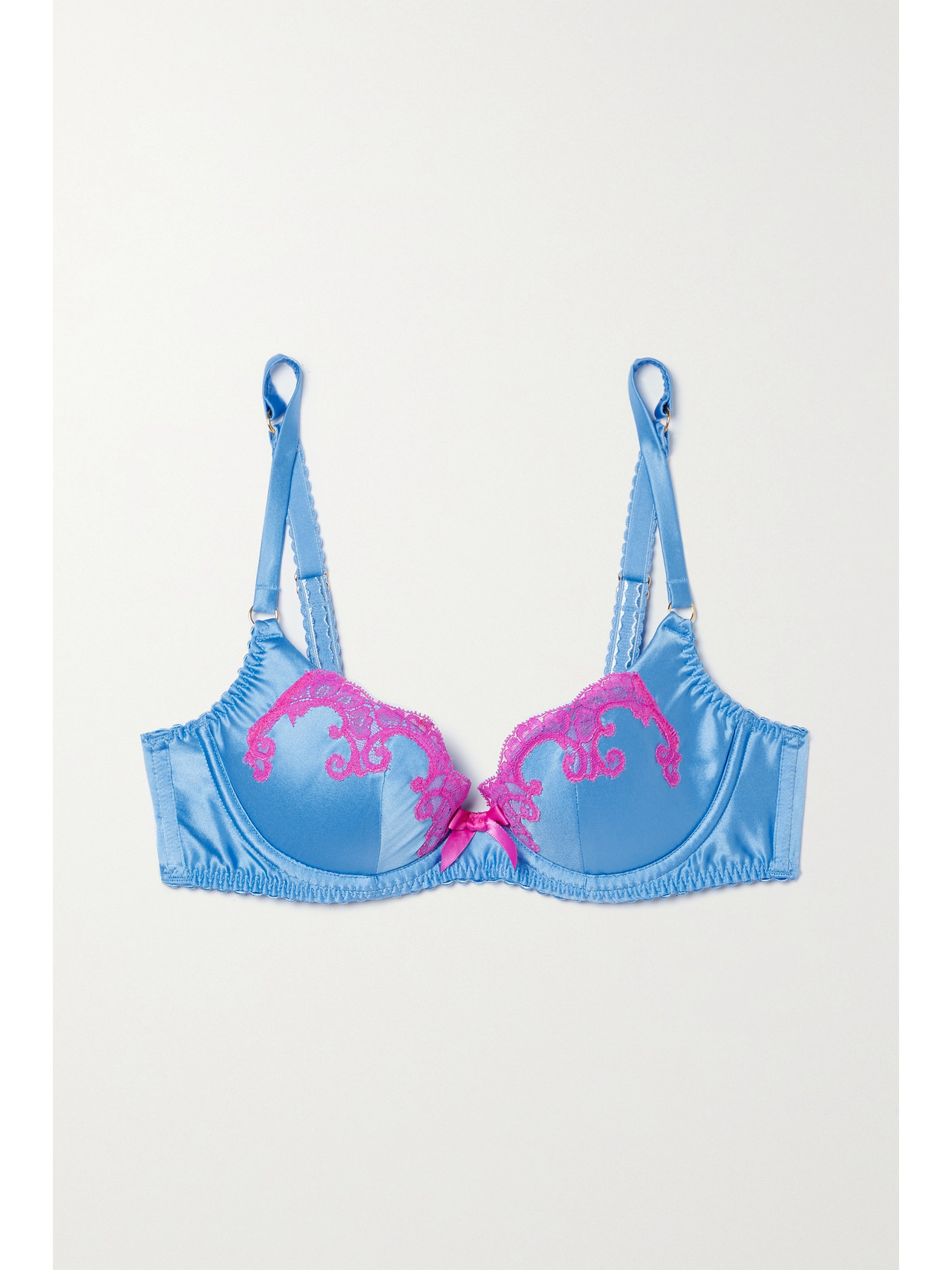 Agent Provocateur Molly Leavers Lace-trimmed Stretch-silk Satin Underwired Bra
