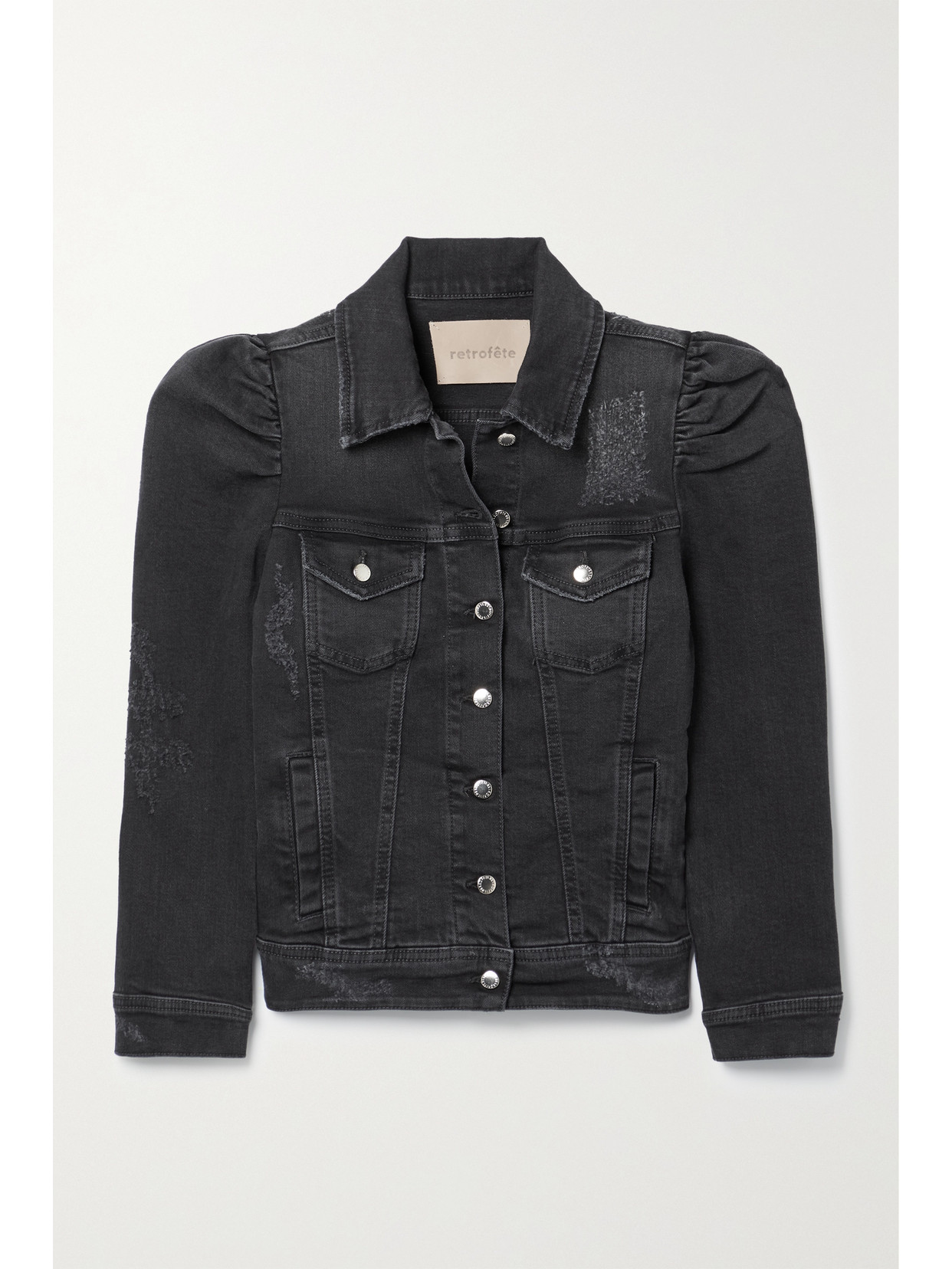 Retroféte Ada Cropped Denim Jacket In Black