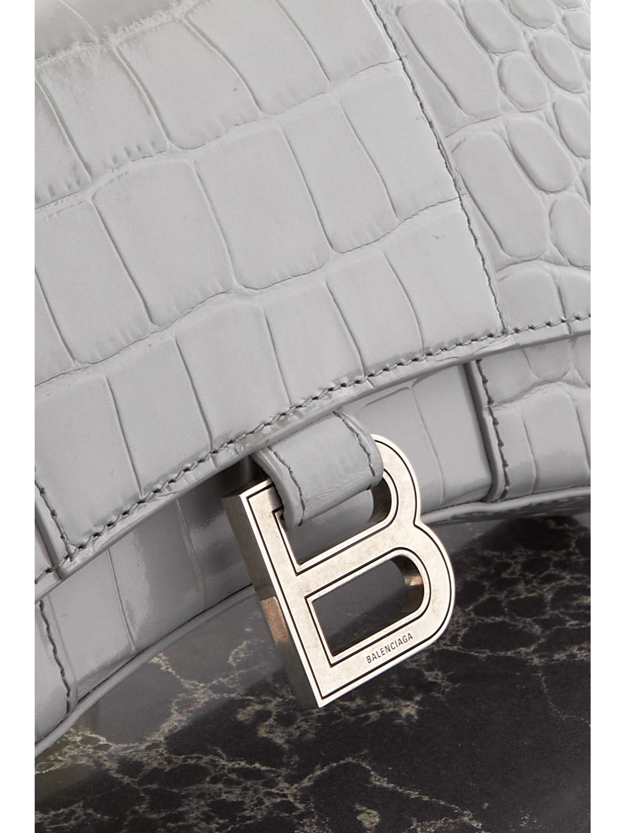BALENCIAGA Hourglass croc-effect leather shoulder bag