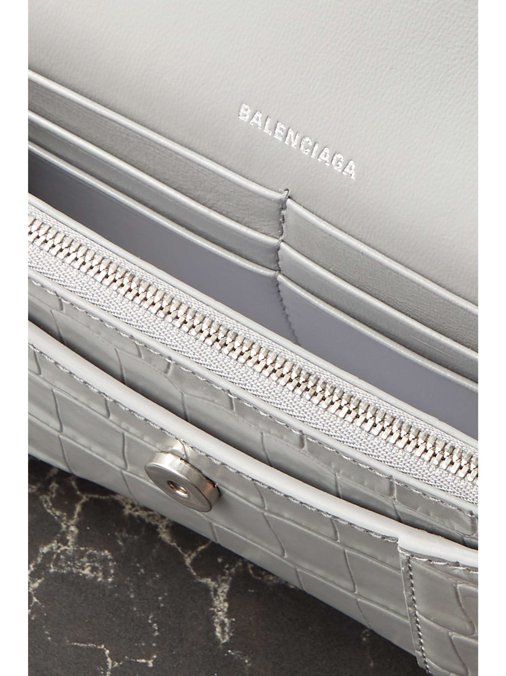 BALENCIAGA Hourglass croc-effect leather shoulder bag