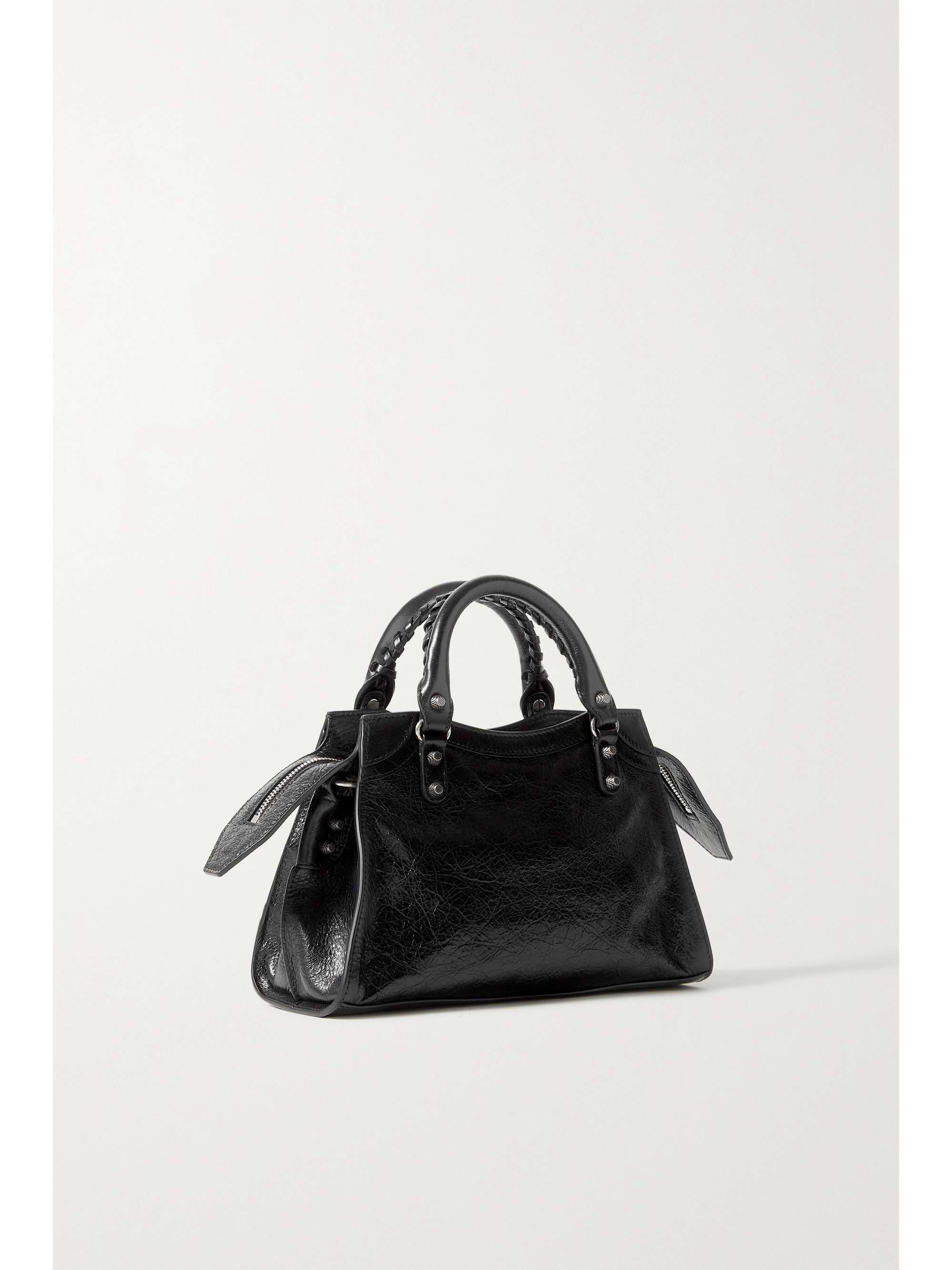 BALENCIAGA Neo Cagole XS studded crinkled-leather tote
