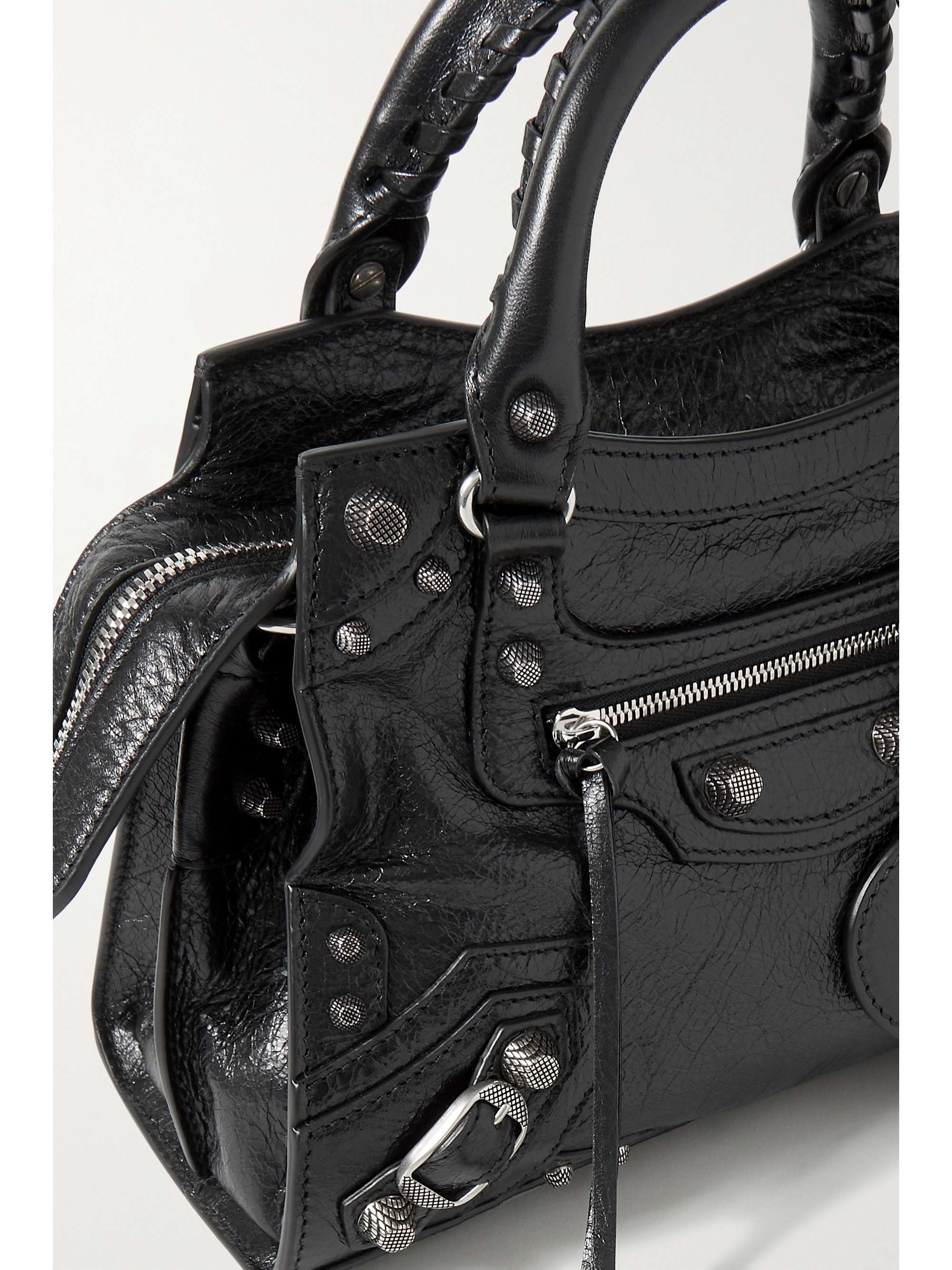 BALENCIAGA Neo Cagole XS studded crinkled-leather tote