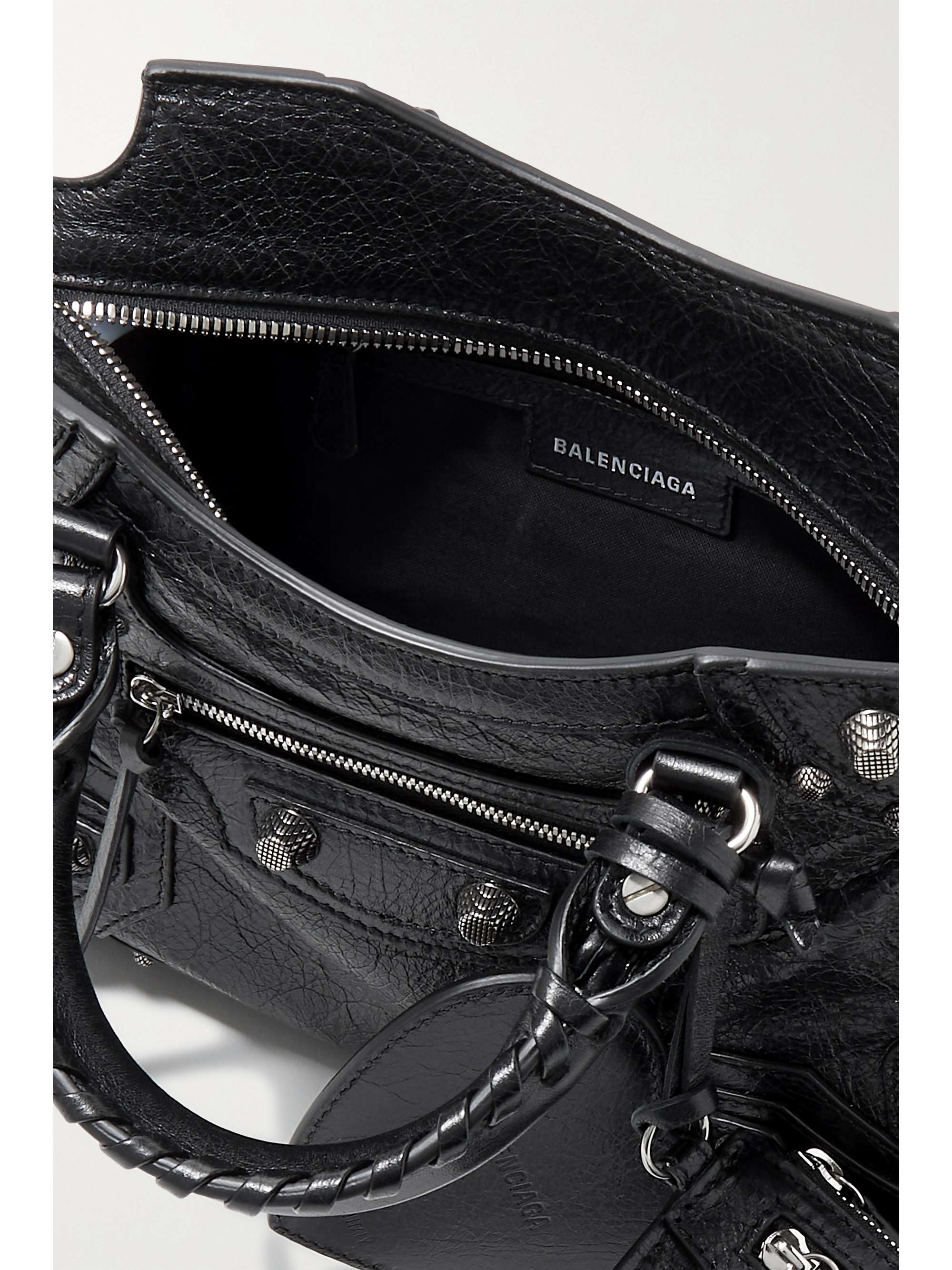BALENCIAGA Neo Cagole XS studded crinkled-leather tote