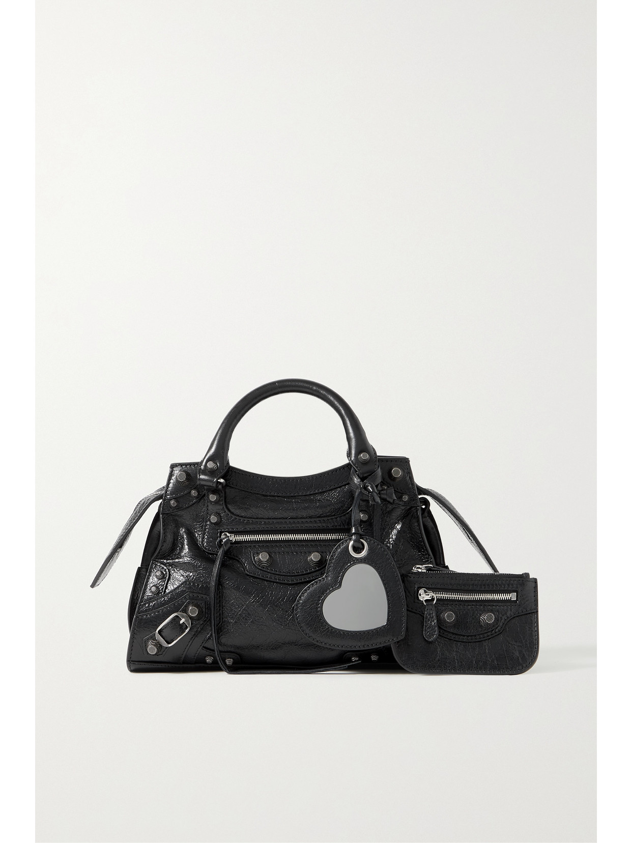 Balenciaga - Neo Cagole Xs Studded Crinkled-leather Tote - Black