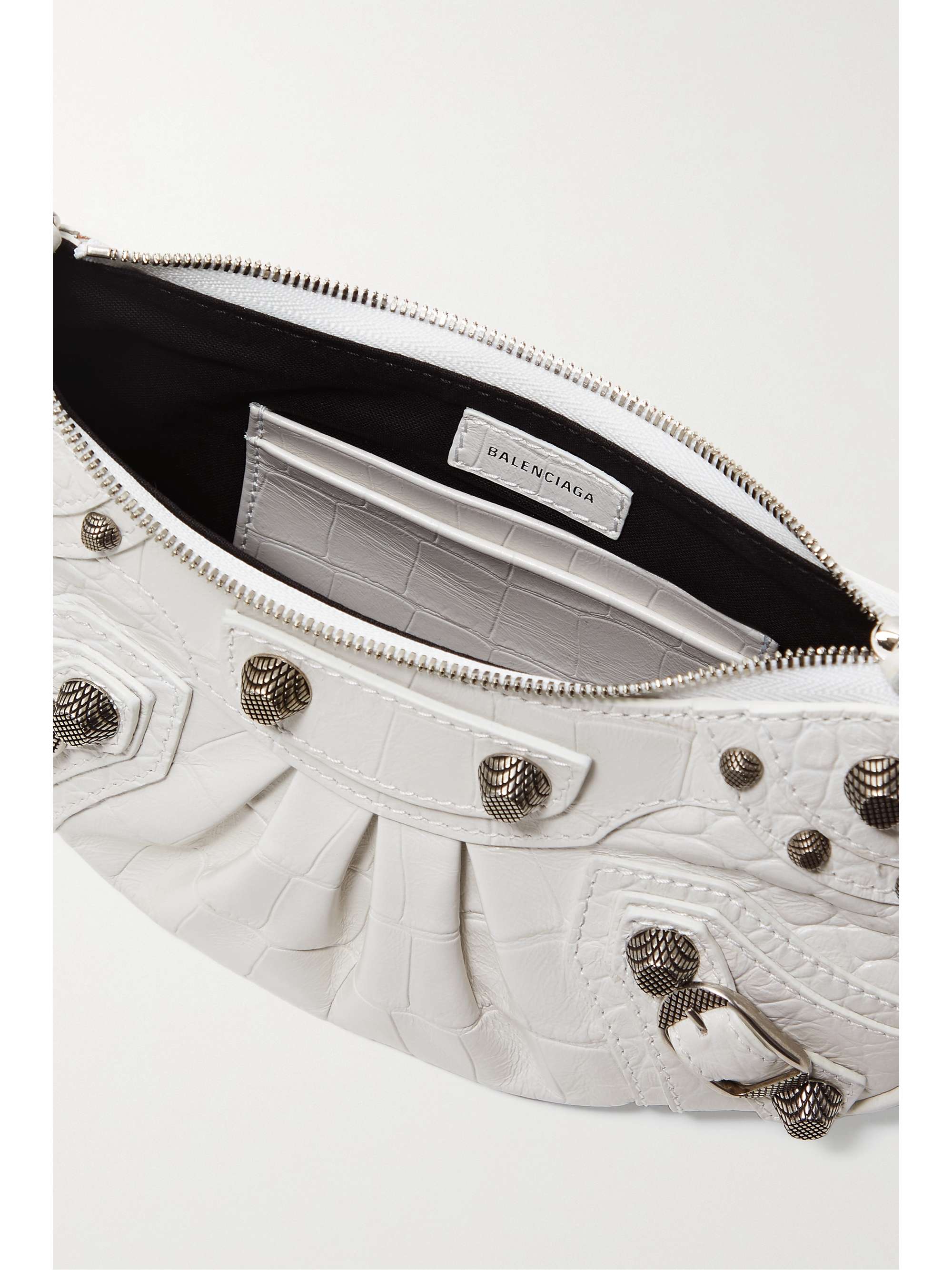 BALENCIAGA Le Cagole Mini studded croc-effect leather shoulder bag