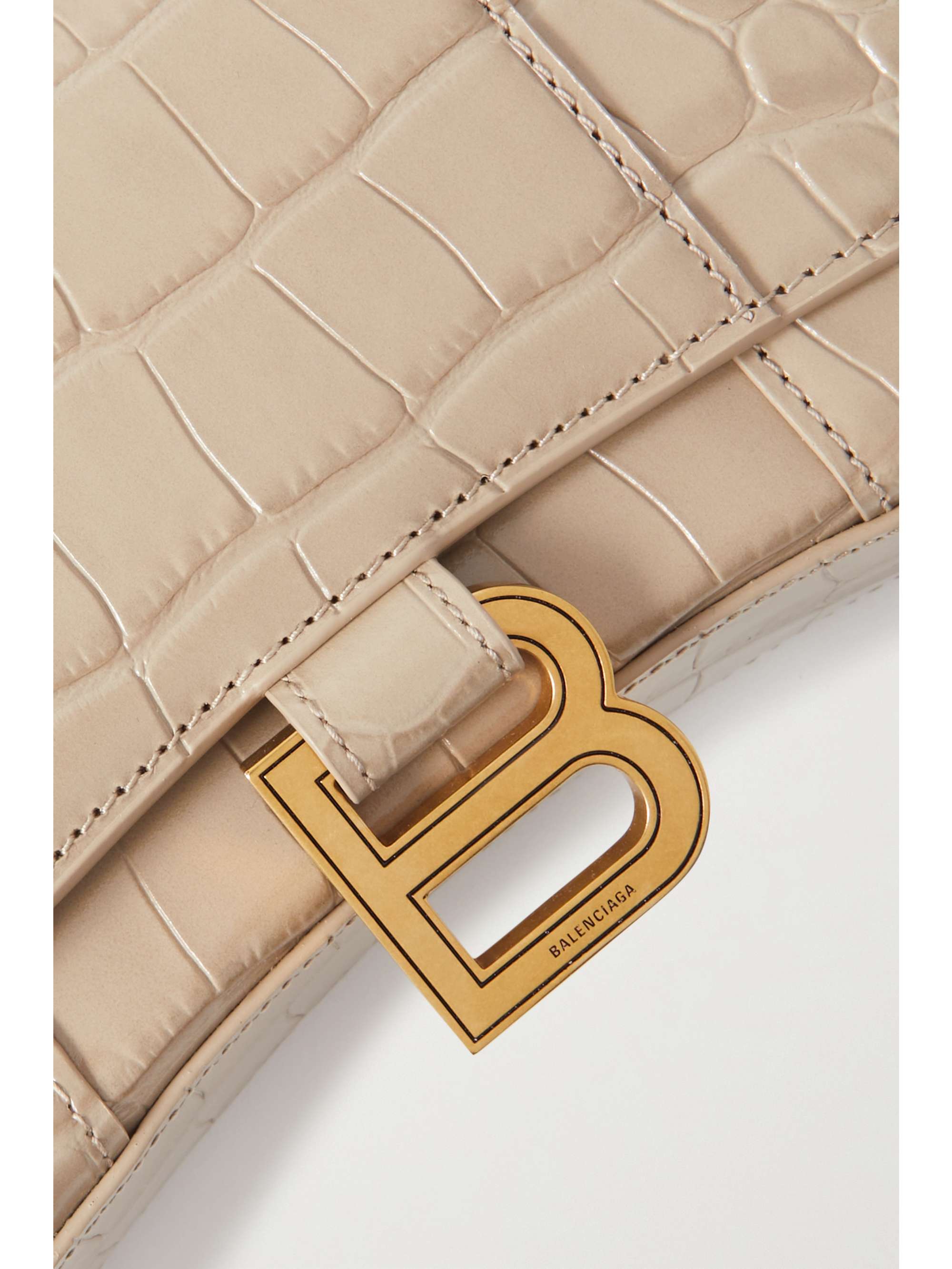 BALENCIAGA Hourglass croc-effect leather shoulder bag