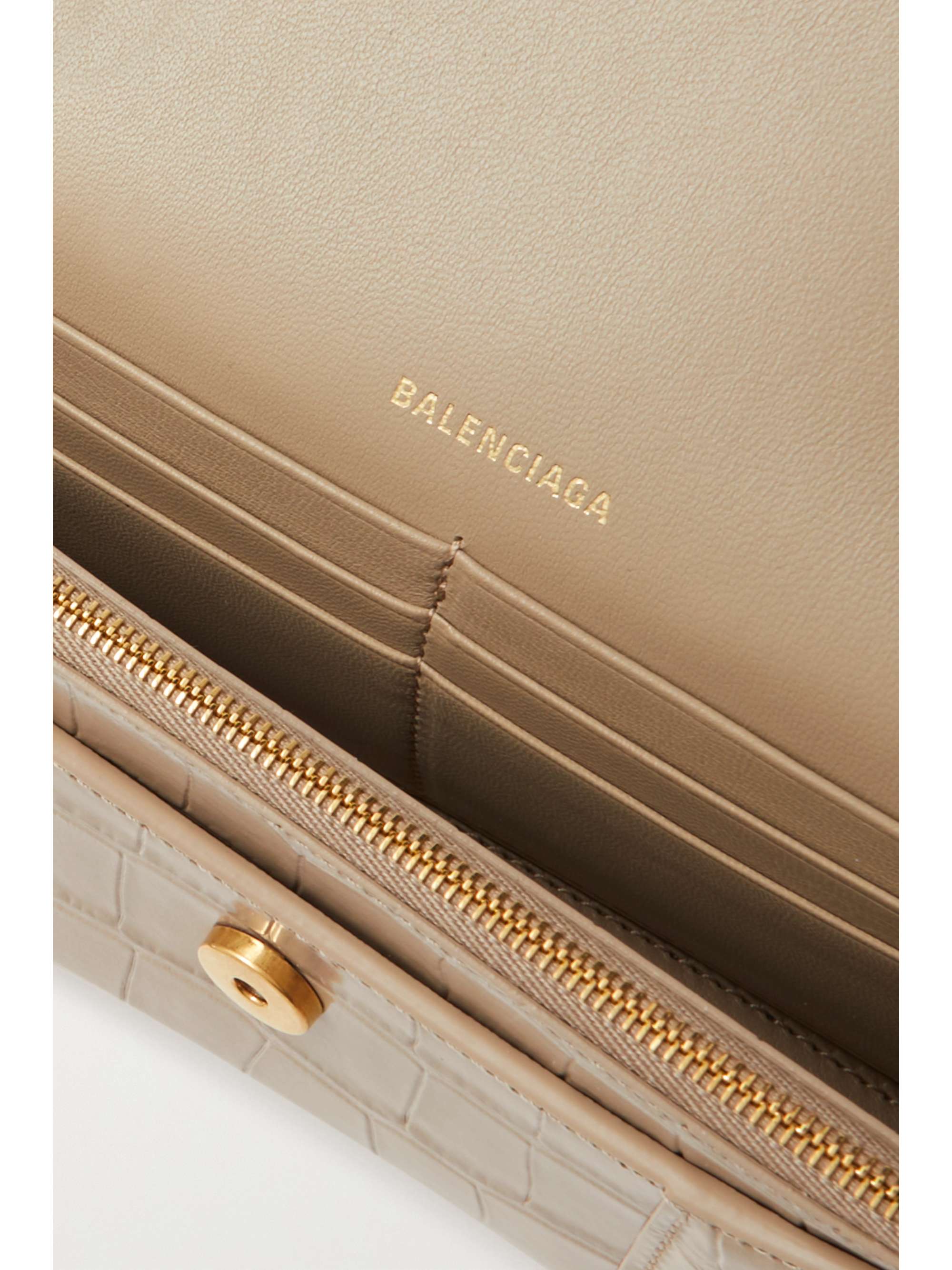 BALENCIAGA Hourglass croc-effect leather shoulder bag