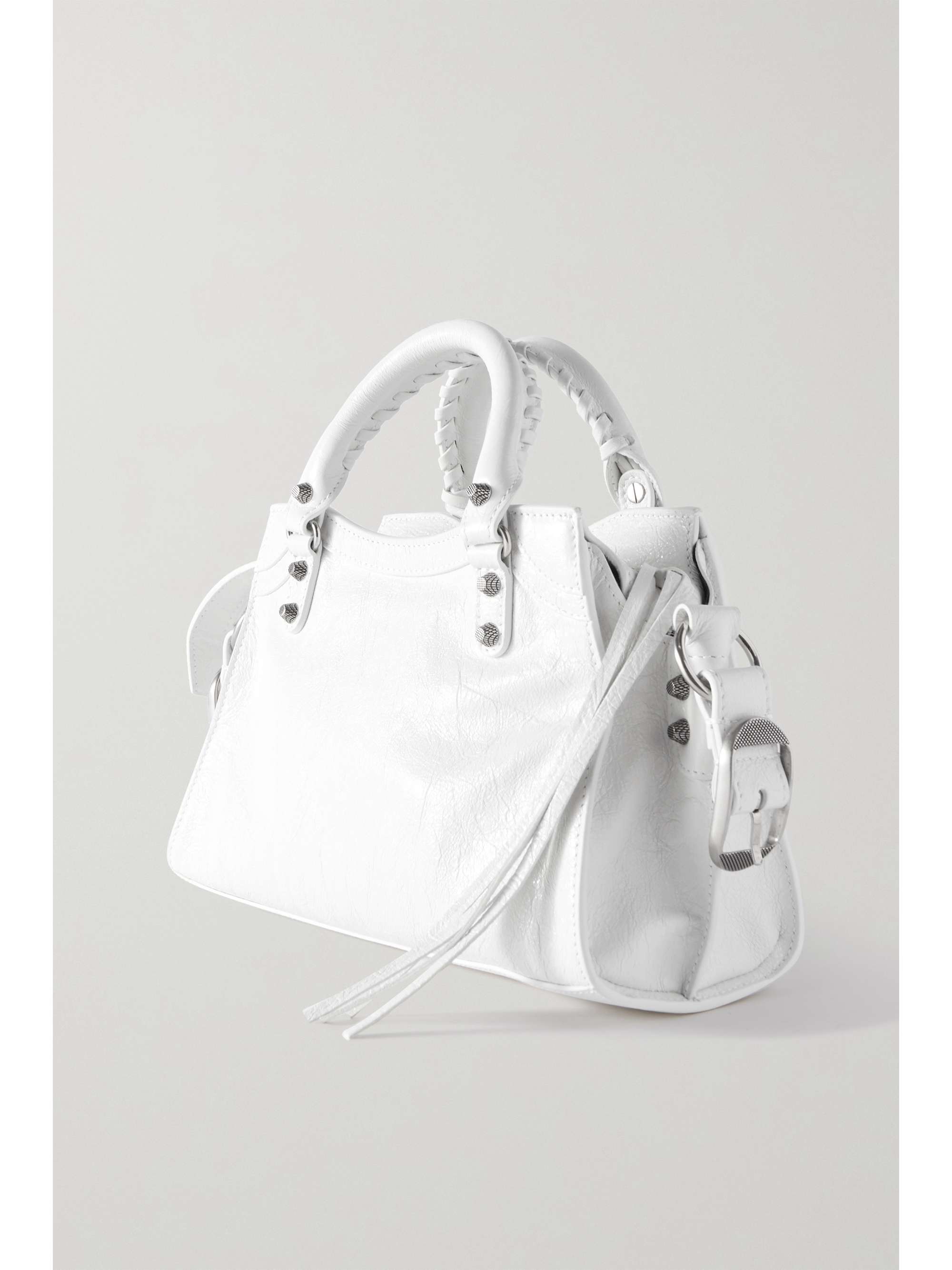BALENCIAGA Neo Cagole XS studded crinkled-leather tote
