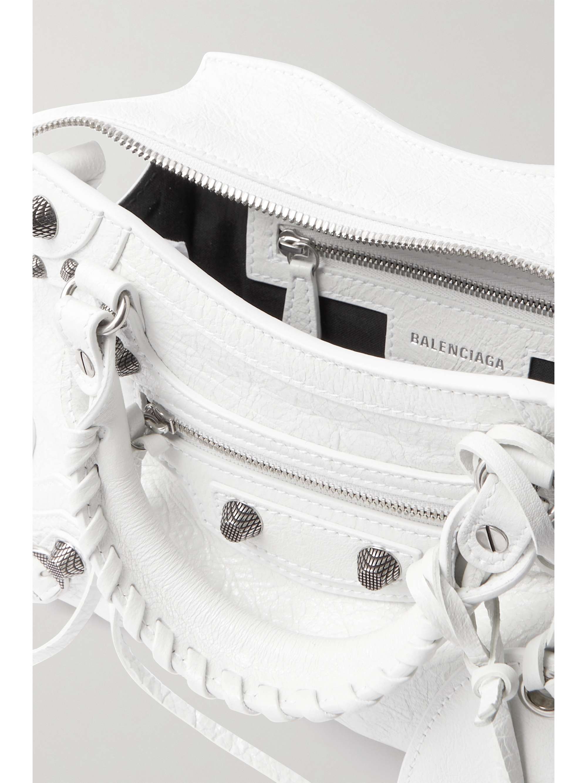 BALENCIAGA Neo Cagole XS studded crinkled-leather tote