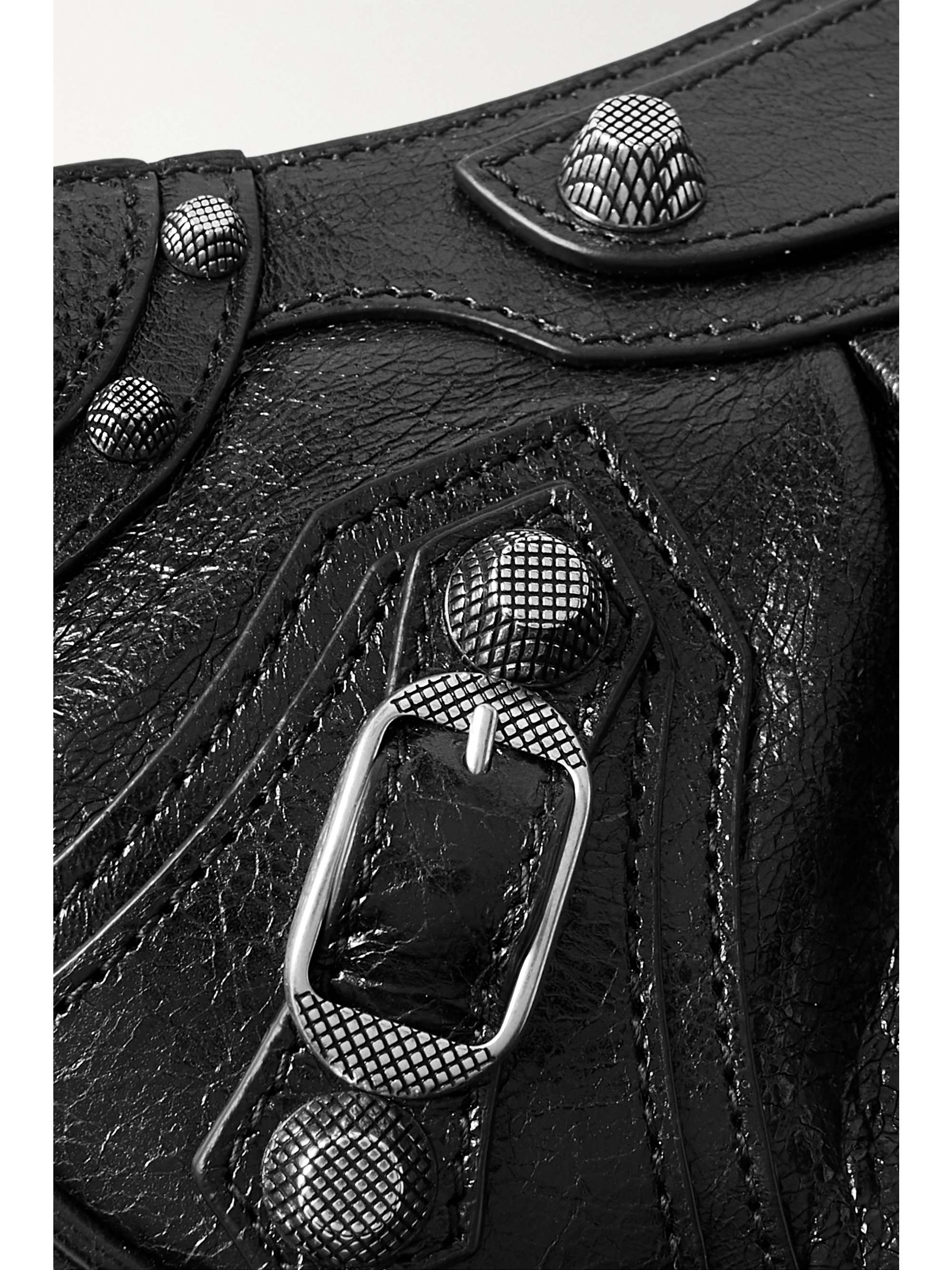BALENCIAGA Le Cagole mini studded crinkled-leather shoulder bag