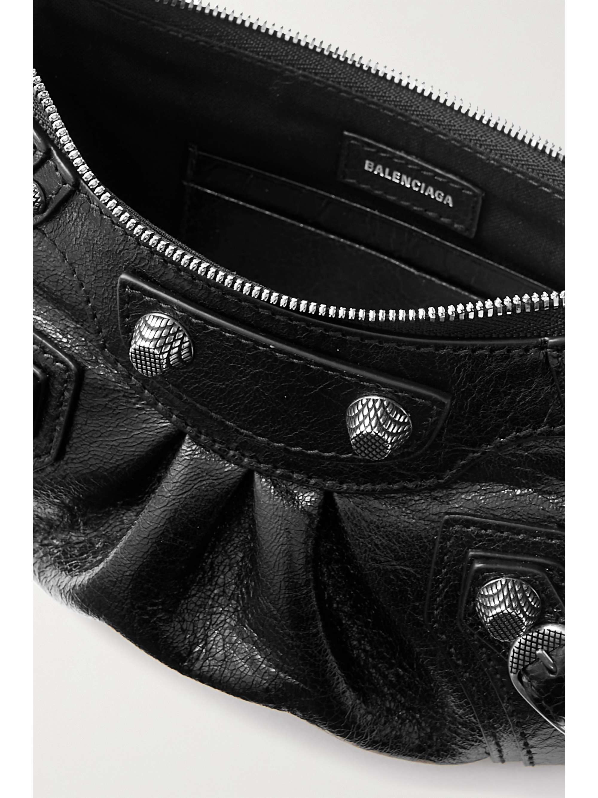 Black Le Cagole crinkled-leather cross-body bag, Balenciaga