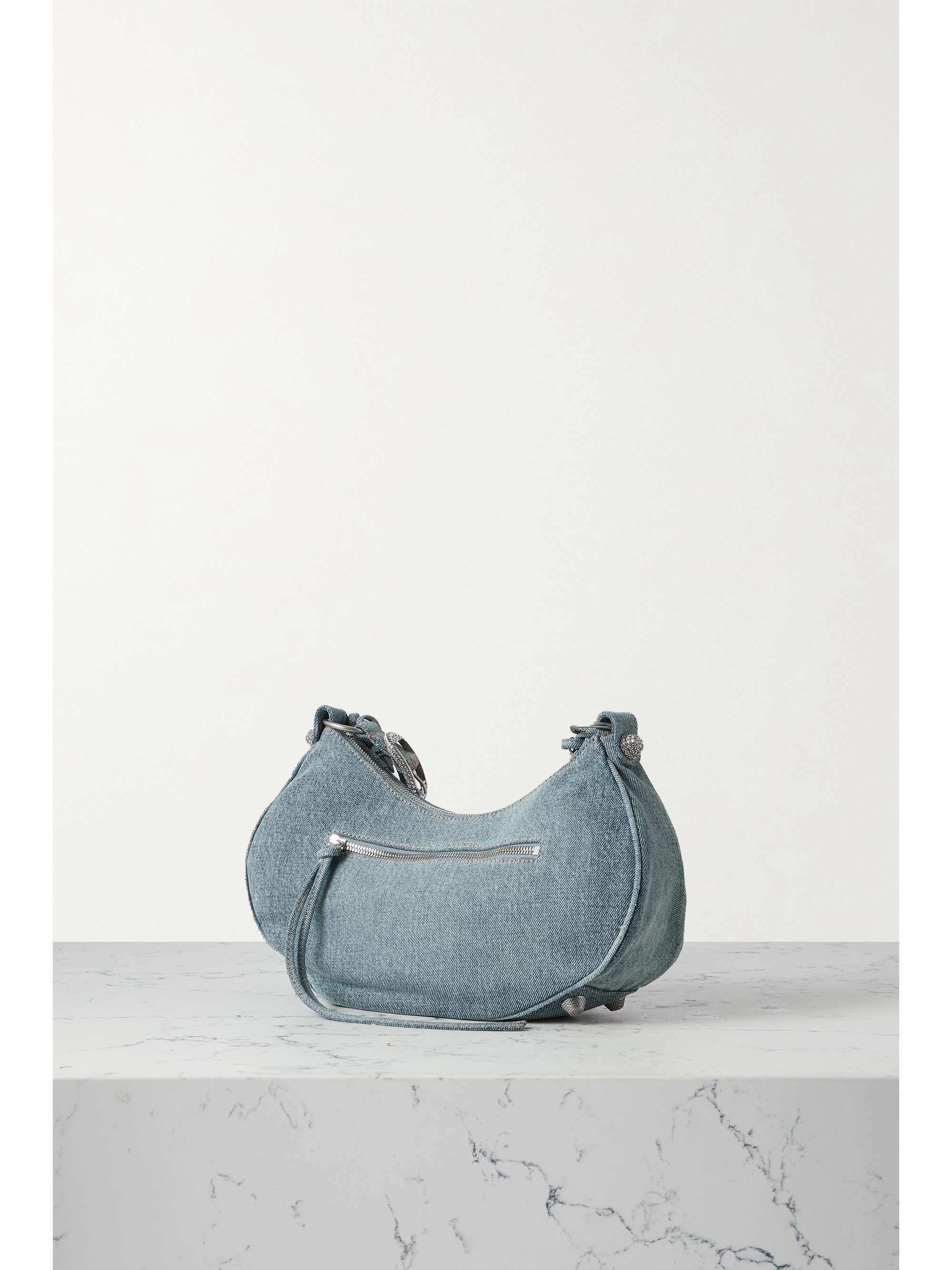 BALENCIAGA Le Cagole small embellished denim shoulder bag
