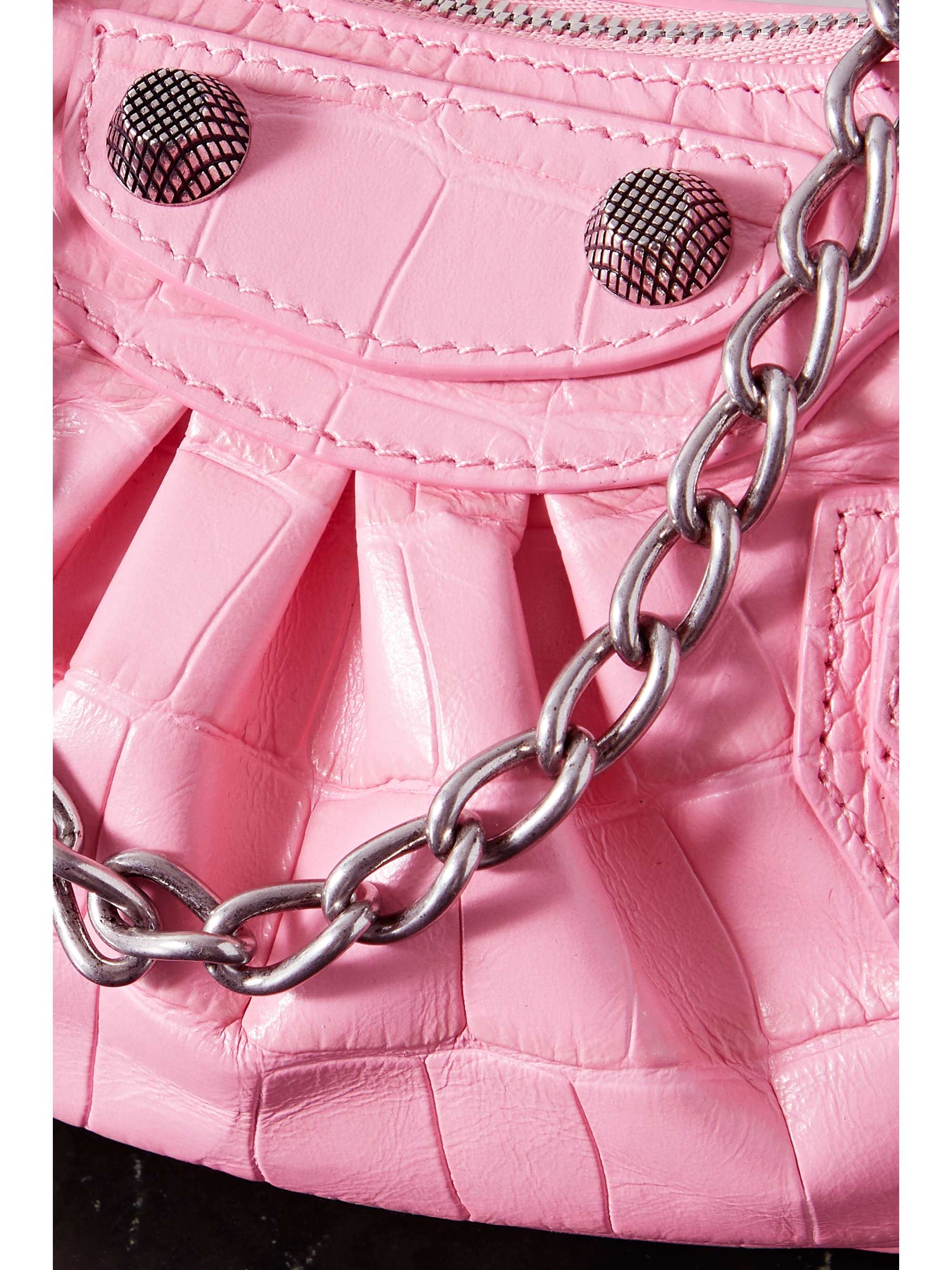 BALENCIAGA Le Cagole Mini studded croc-effect leather shoulder bag