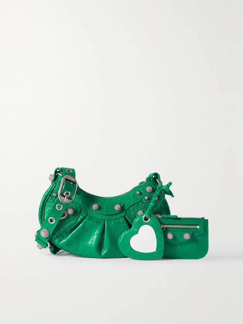 Balenciaga Le Cagole Xs Studded Croc-effect Leather Shoulder Bag