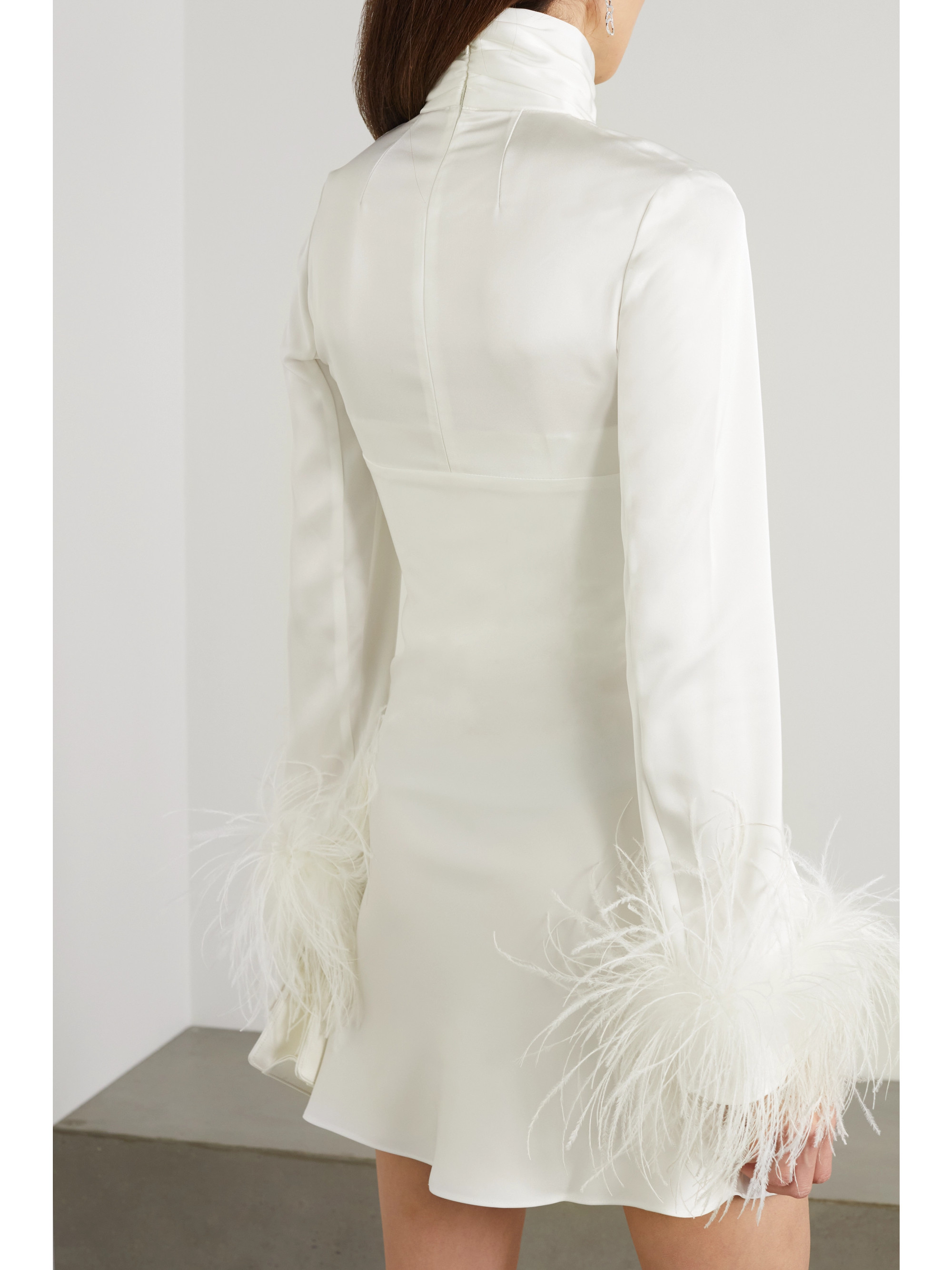 16Arlington Odessa cutout feather-trimmed satin mini dress