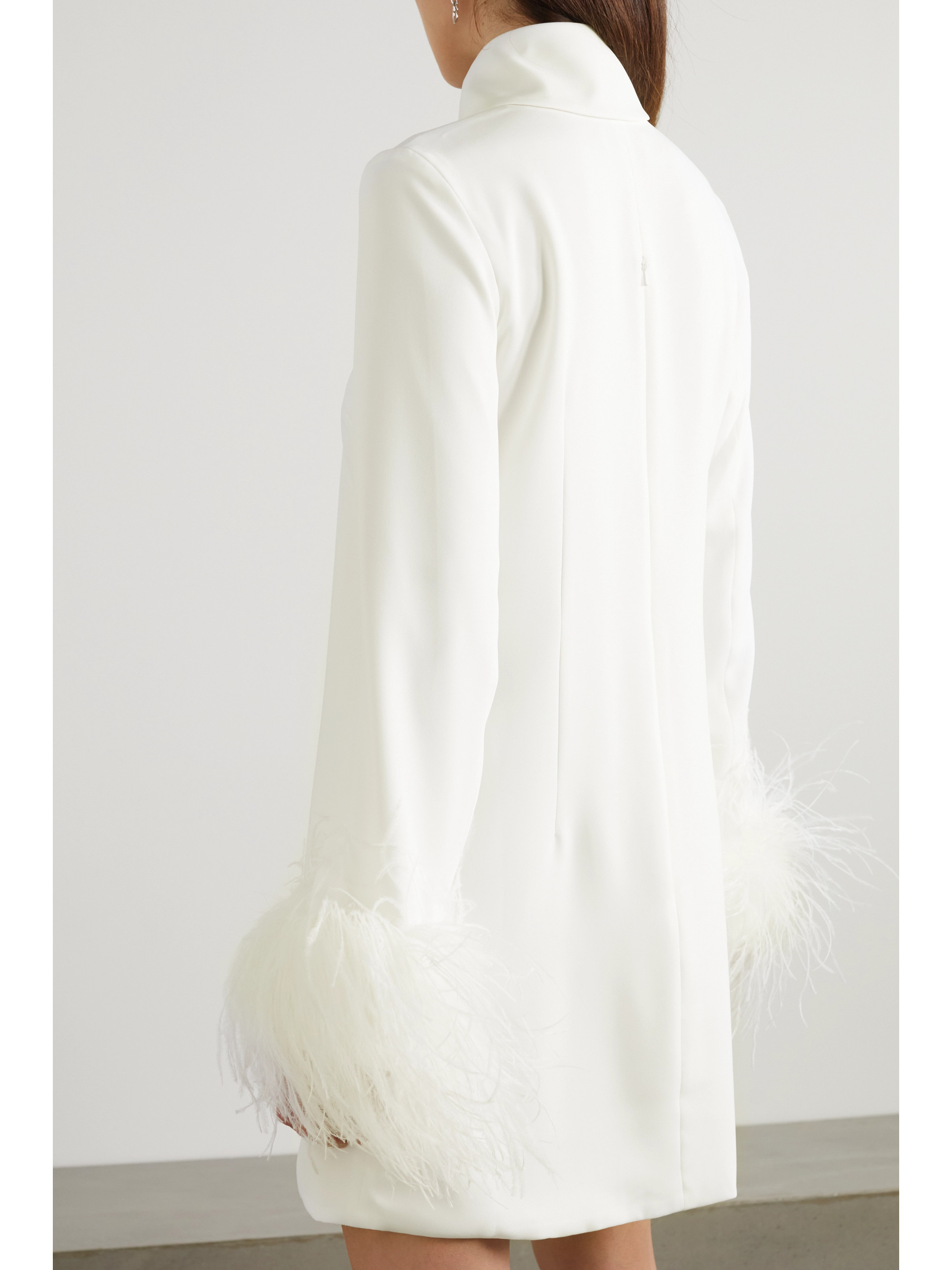 16Arlington Michelle feather-trimmed cutout crepe mini dress