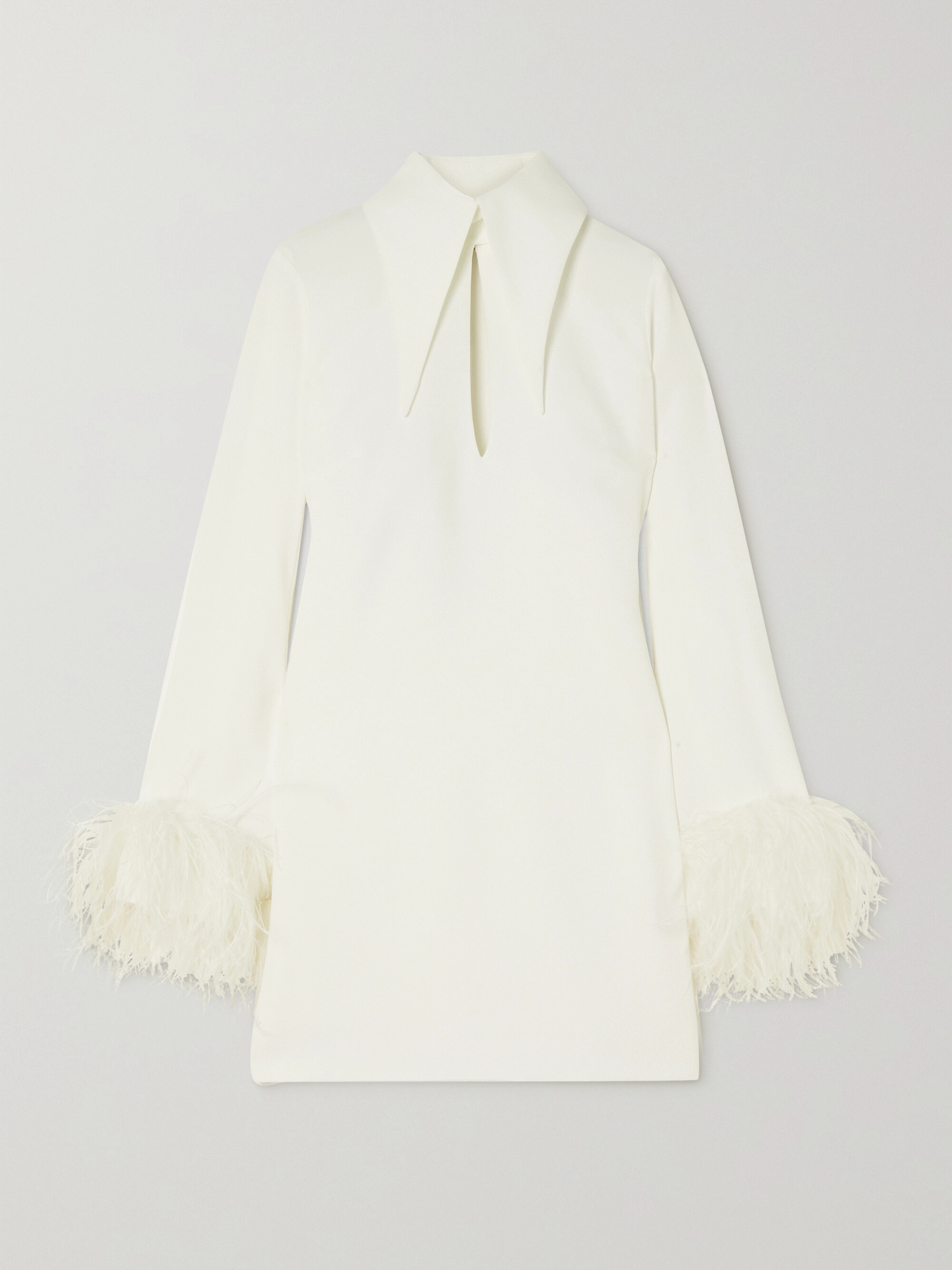 16Arlington Michelle feather-trimmed cutout crepe mini dress