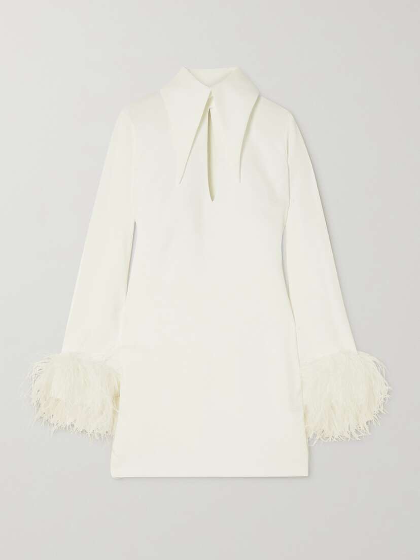 16Arlington Michelle Feather-trimmed Cutout Crepe Mini Dress - Women's Clothing