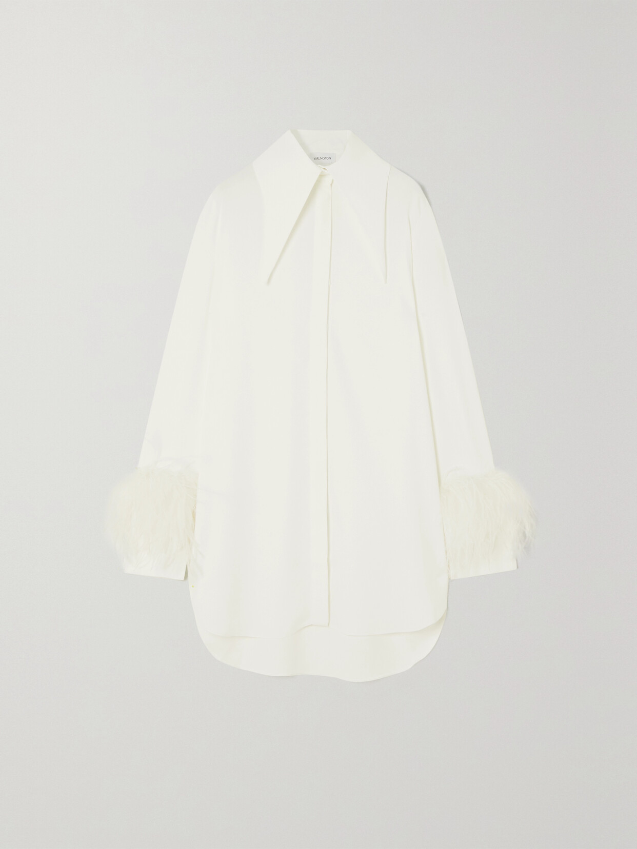 16arlington Seymour Feather-trimmed Crepe Shirt In Ivory