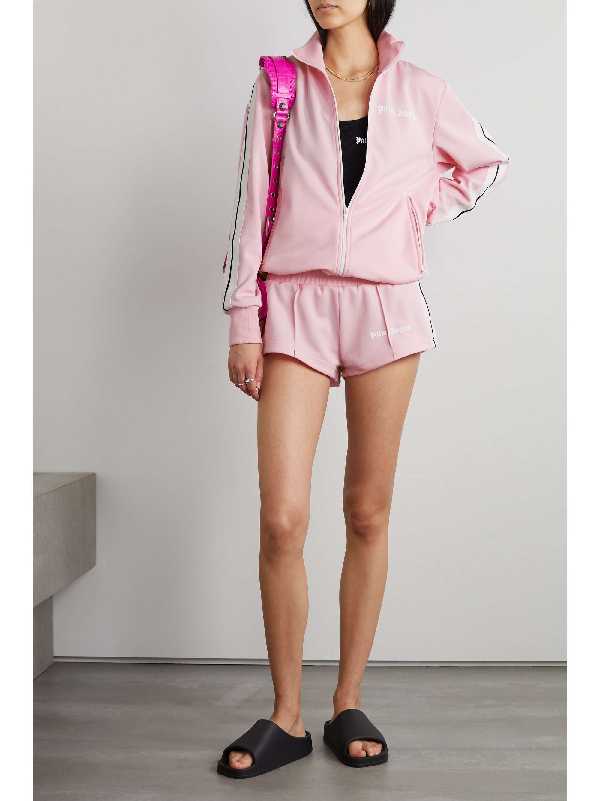 Pink Striped printed jersey shorts 