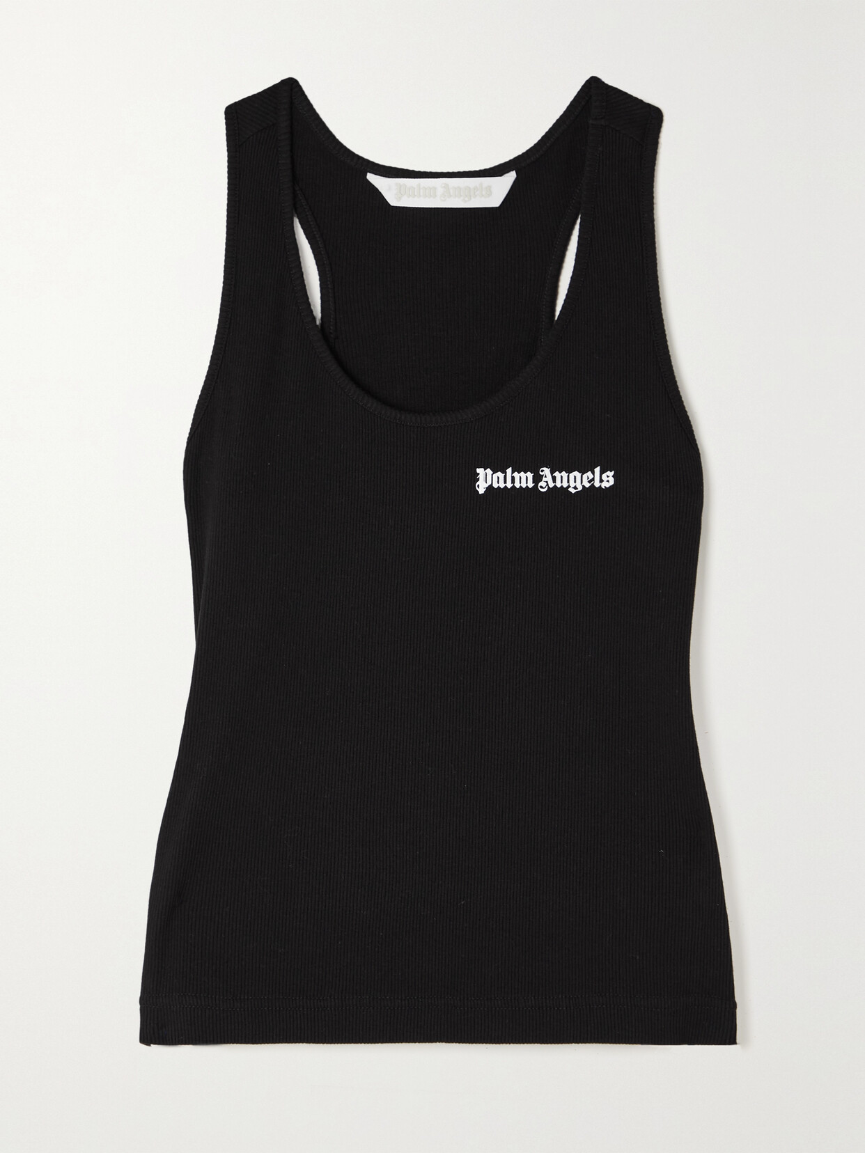 Palm Angels Printed Ribbed Cotton-jersey Tank - Black
