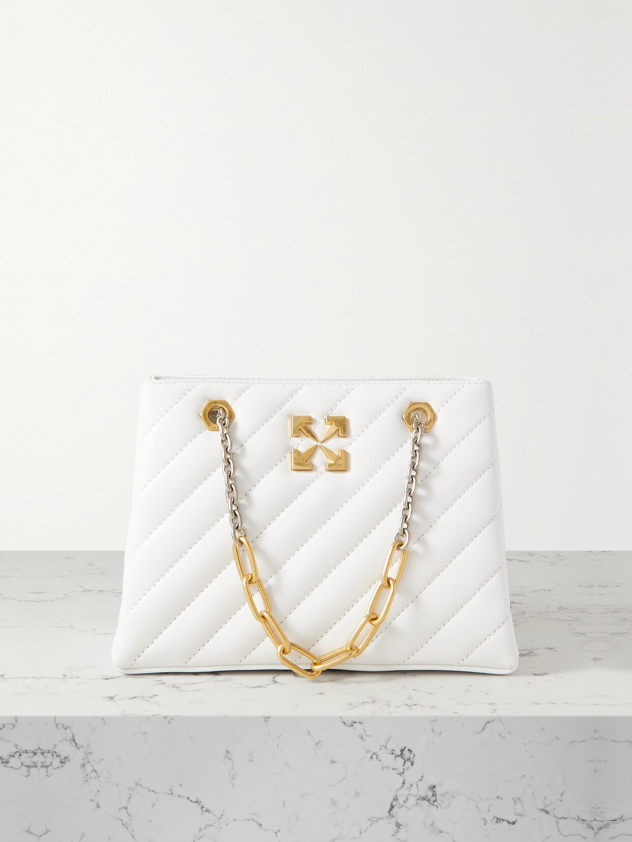 Off-white Jackhammer 25 Quilted Leather Shoulder Bag In White