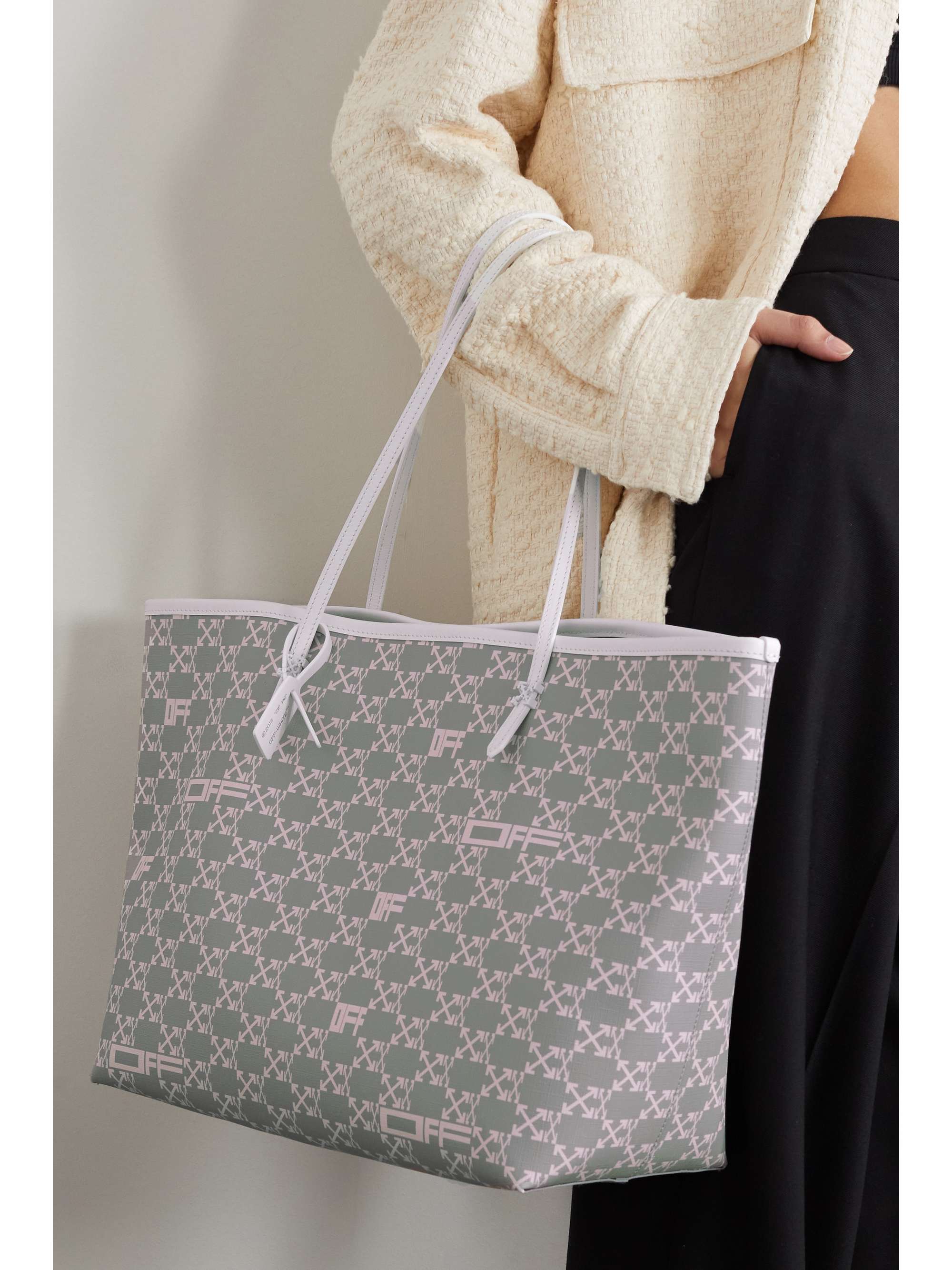 off white pvc tote bolsa