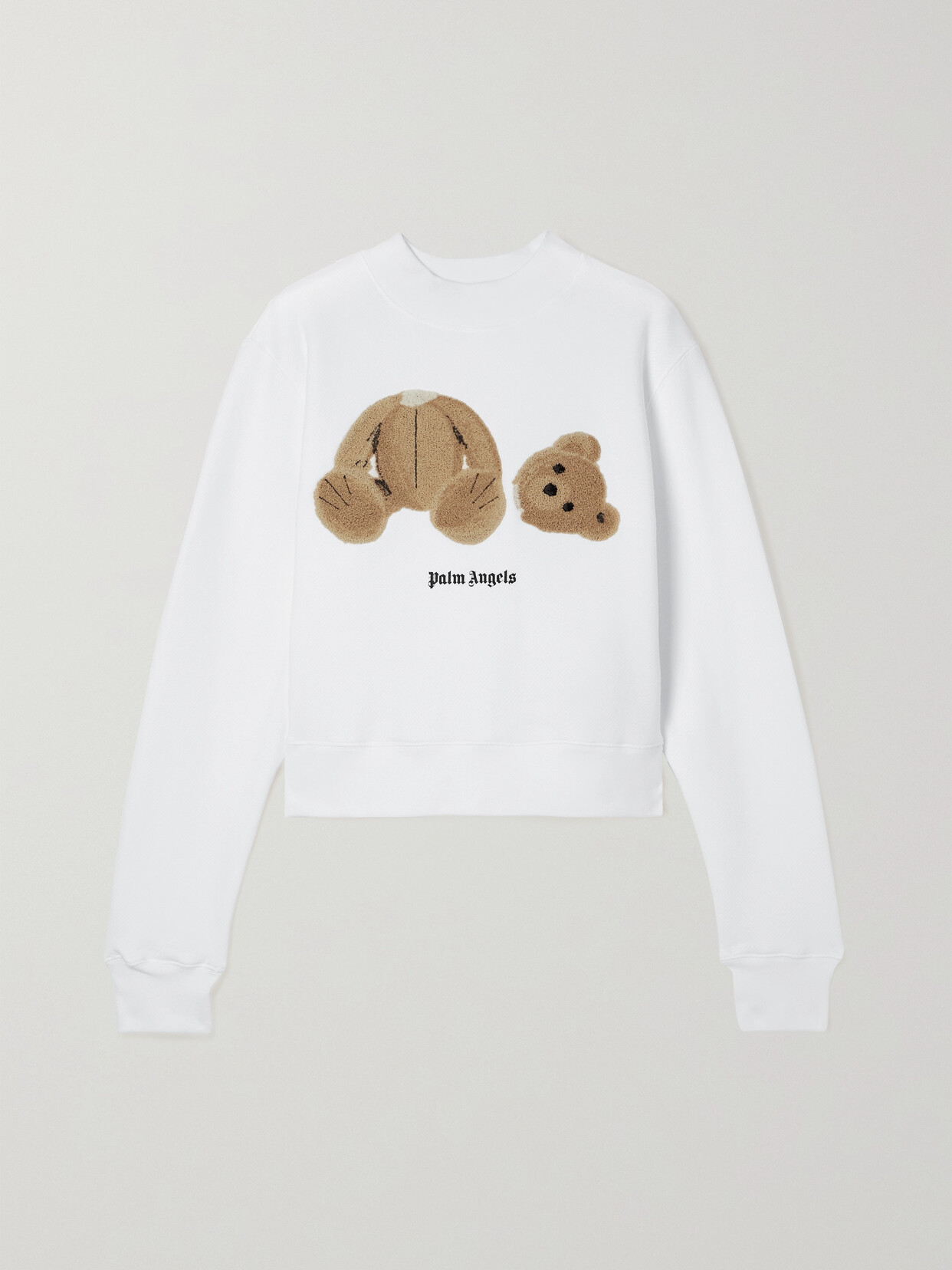 Palm Angels Cropped Embroidered Cotton-jersey Sweatshirt - White