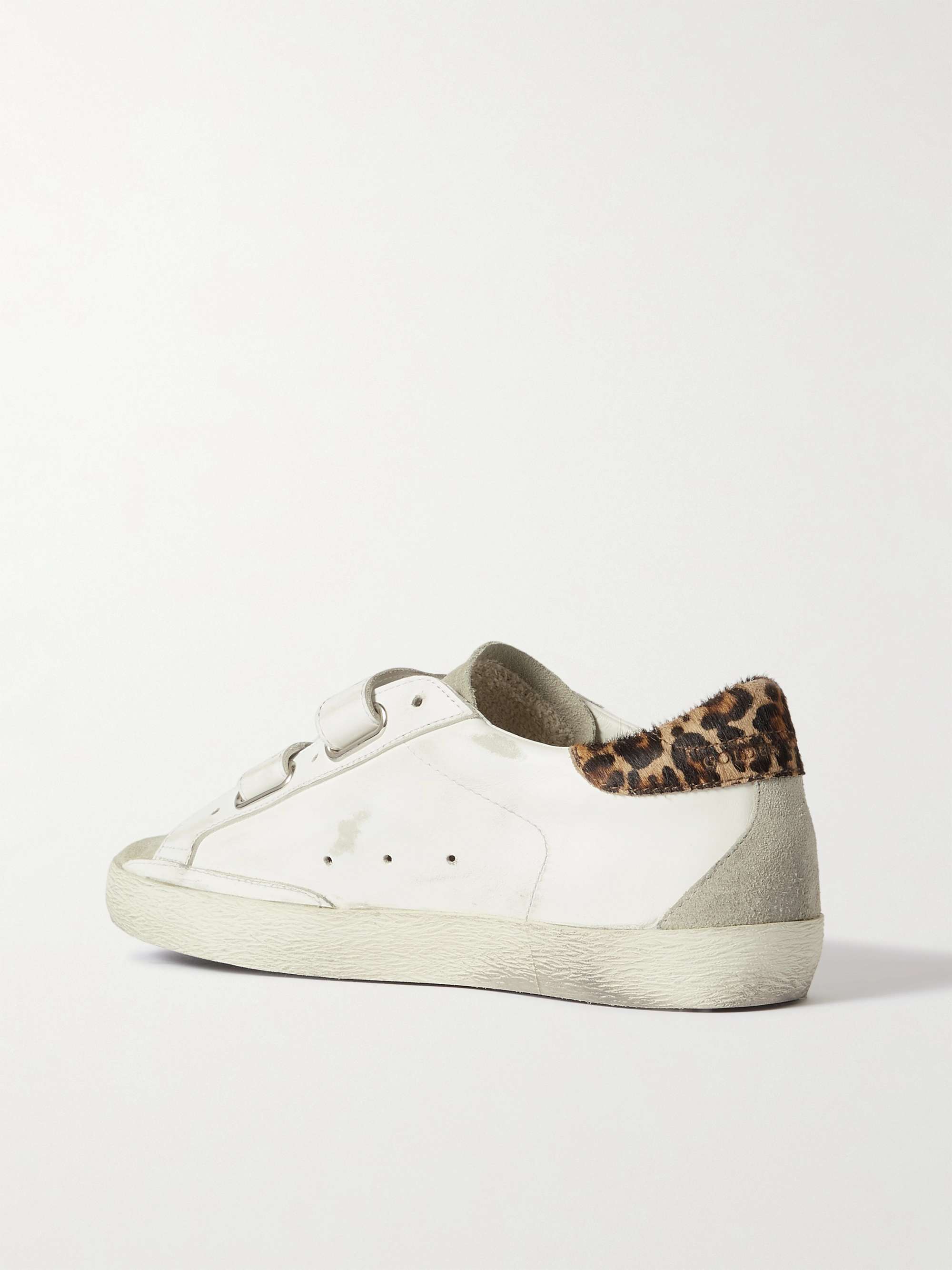 GOLDEN GOOSE Old School shearling-lined distressed glittered leather sneakers