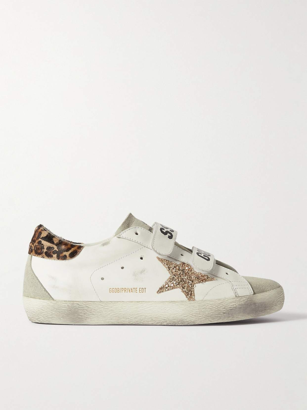 Golden Goose - Old School Pony Hair-trimmed Distressed Glittered Leather And Suede Sneakers - White