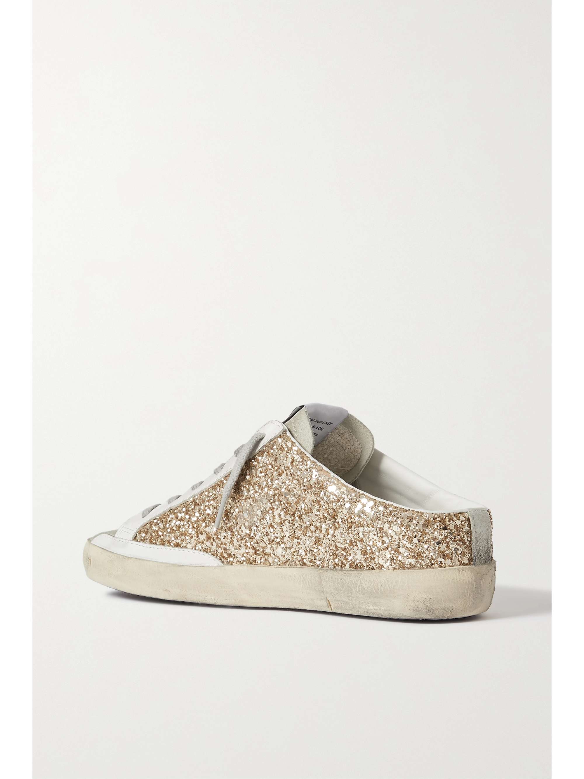 GOLDEN GOOSE Super-Star Sabot distressed glittered leather and suede ...