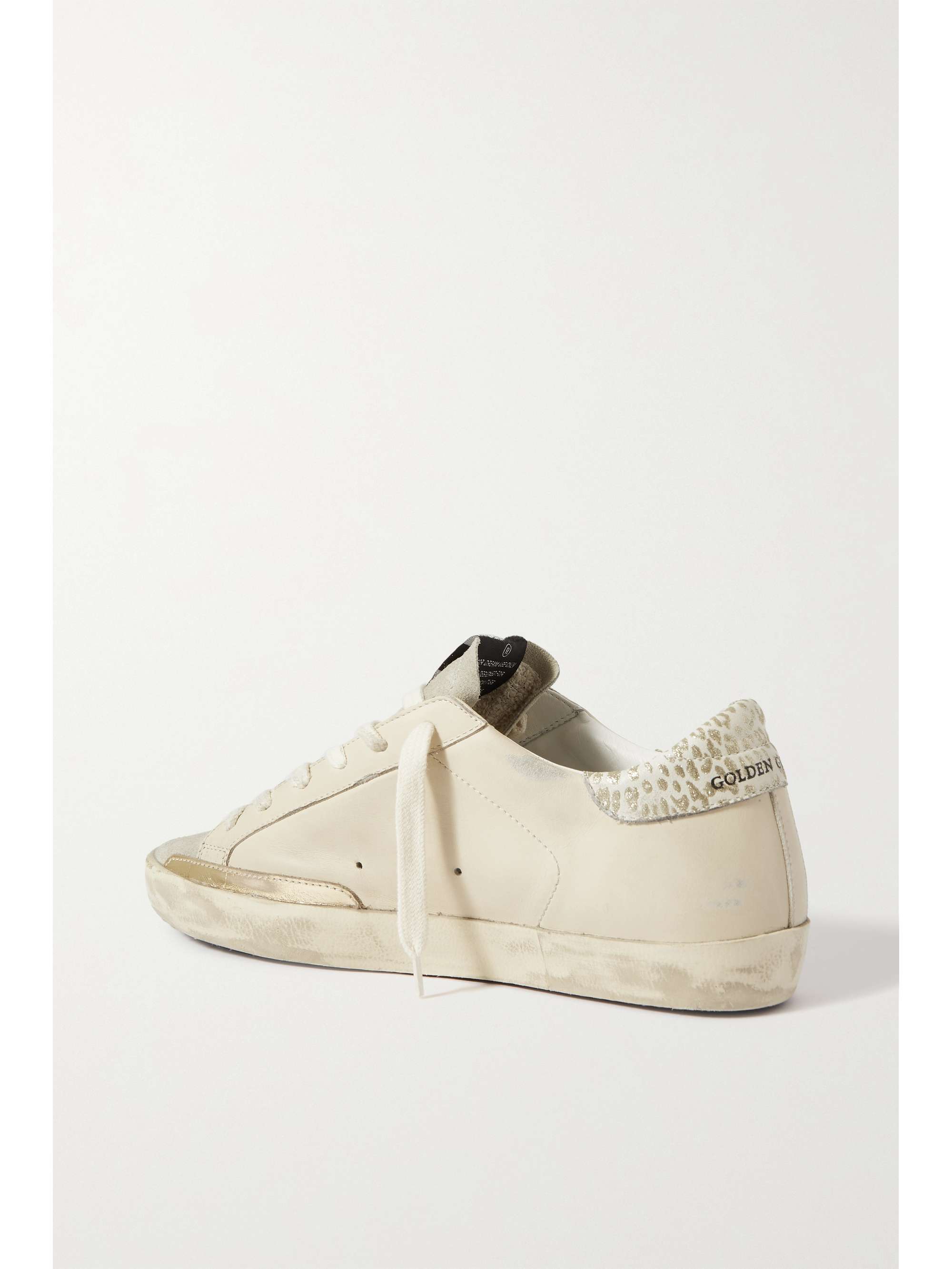 GOLDEN GOOSE Super-Star metallic leopard-print distressed leather and ...