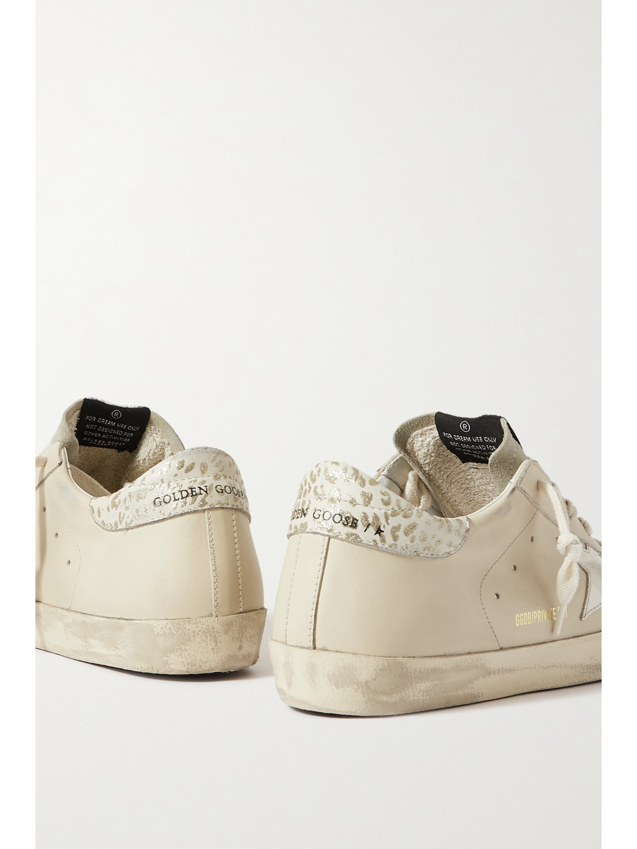 Shop Golden Goose Super-star Metallic Leopard-print Distressed Leather And Suede Sneakers In Cream