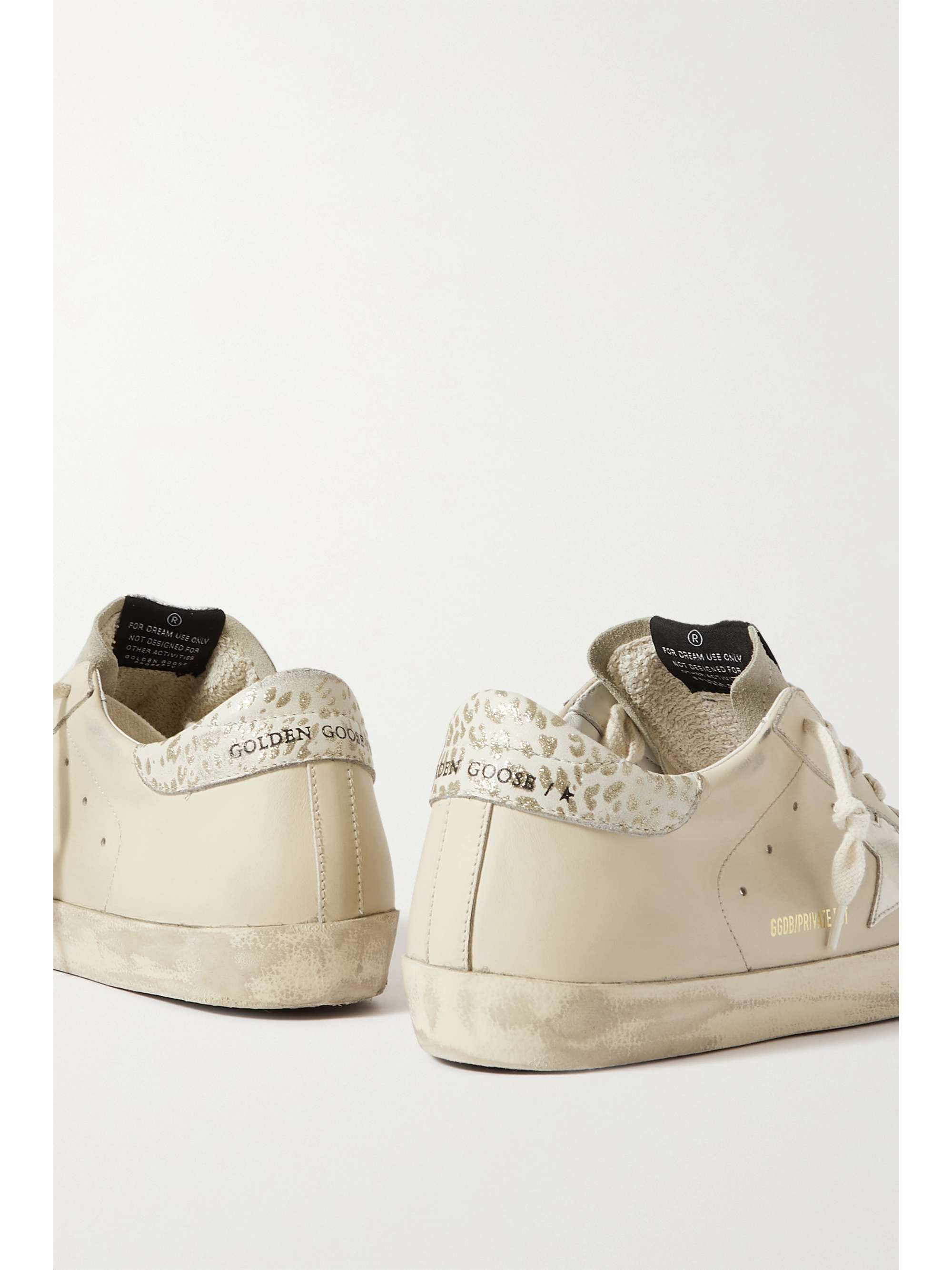 GOLDEN GOOSE Super-Star metallic leopard-print distressed leather and ...